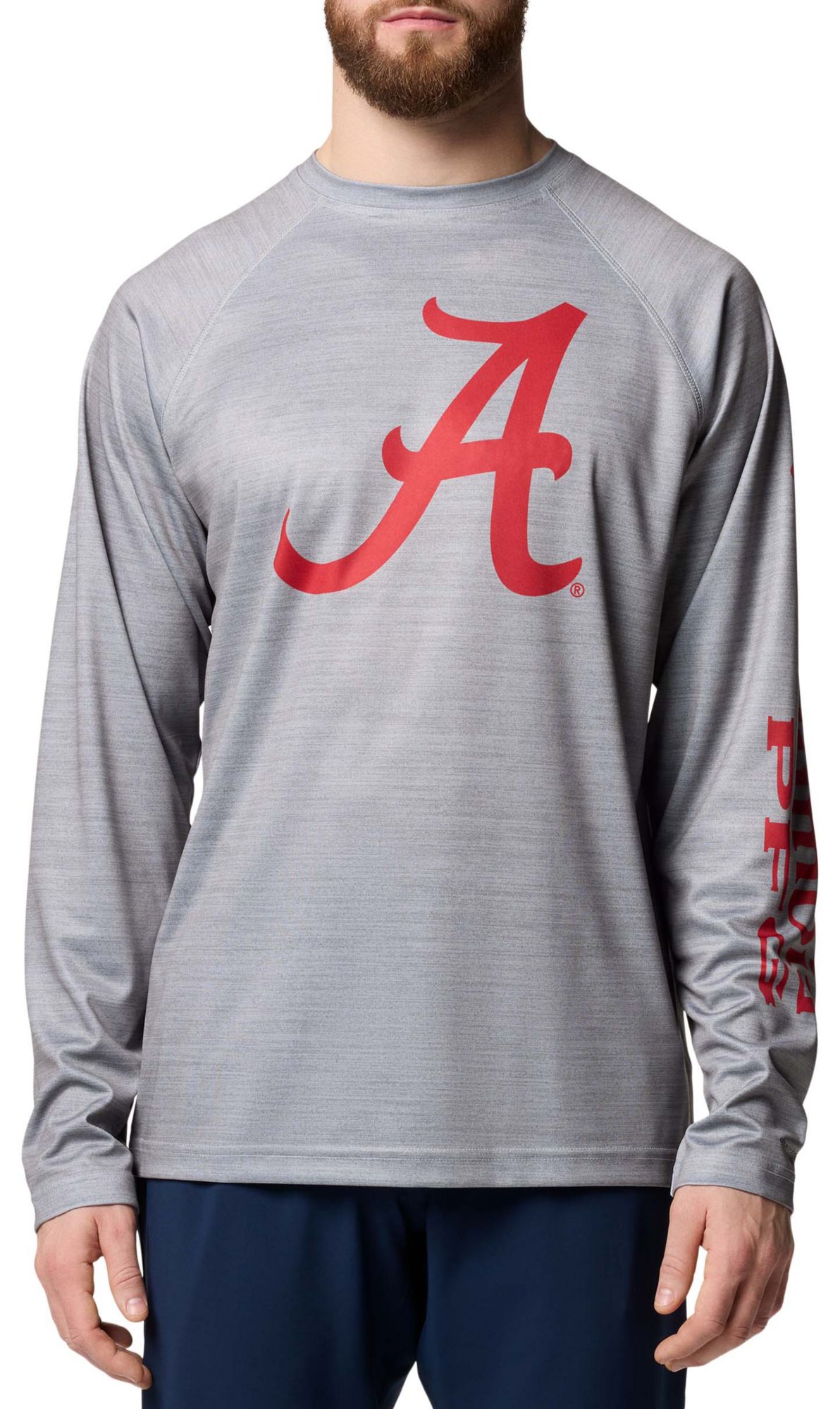 Columbia Men's Alabama Crimson Tide Grey Terminal Tackle Heather Long Sleeve T-Shirt product image