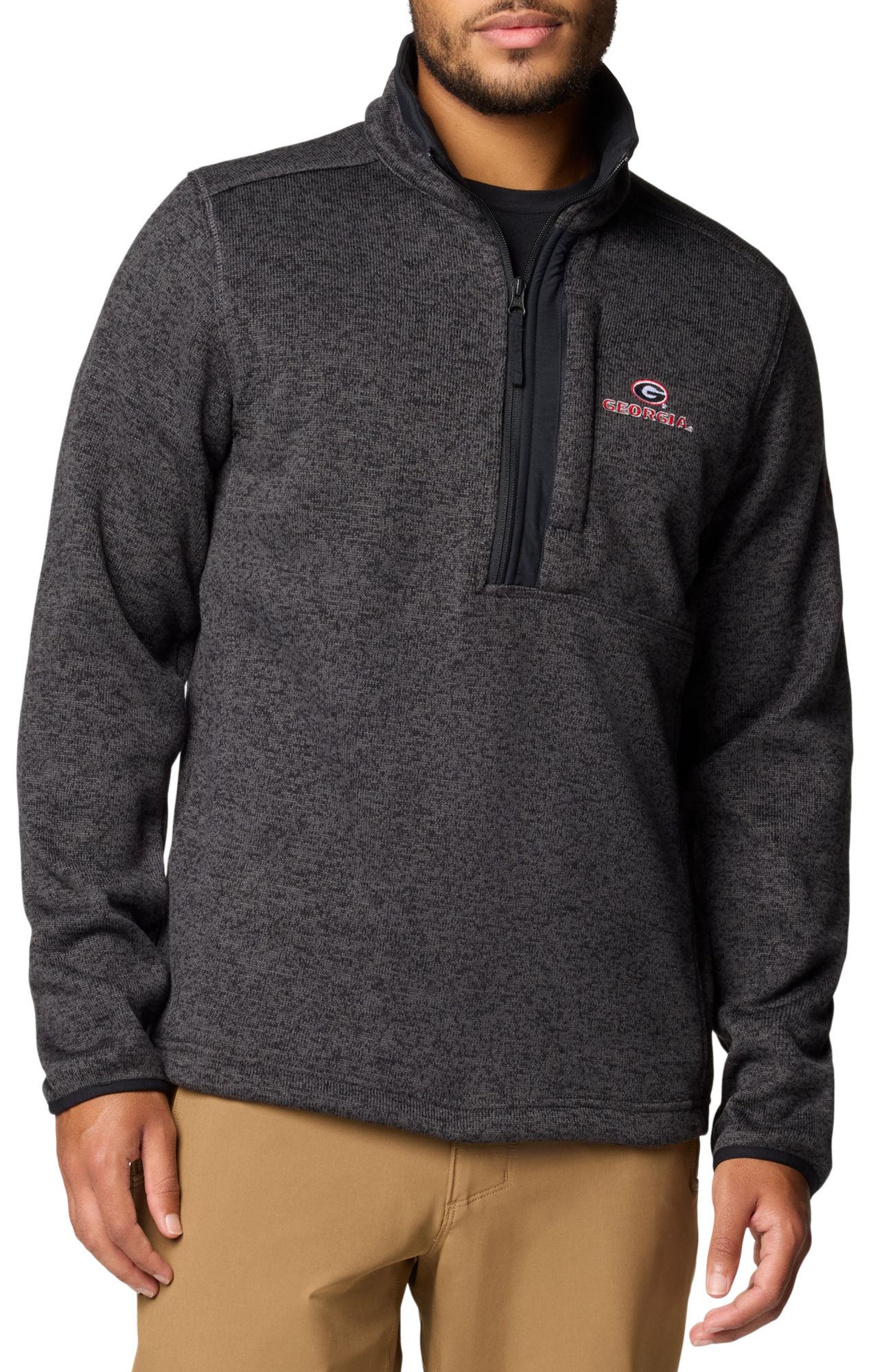 Columbia Men's Georgia Bulldogs Black Heather Sweater Weather 1/2 Zip Pullover product image