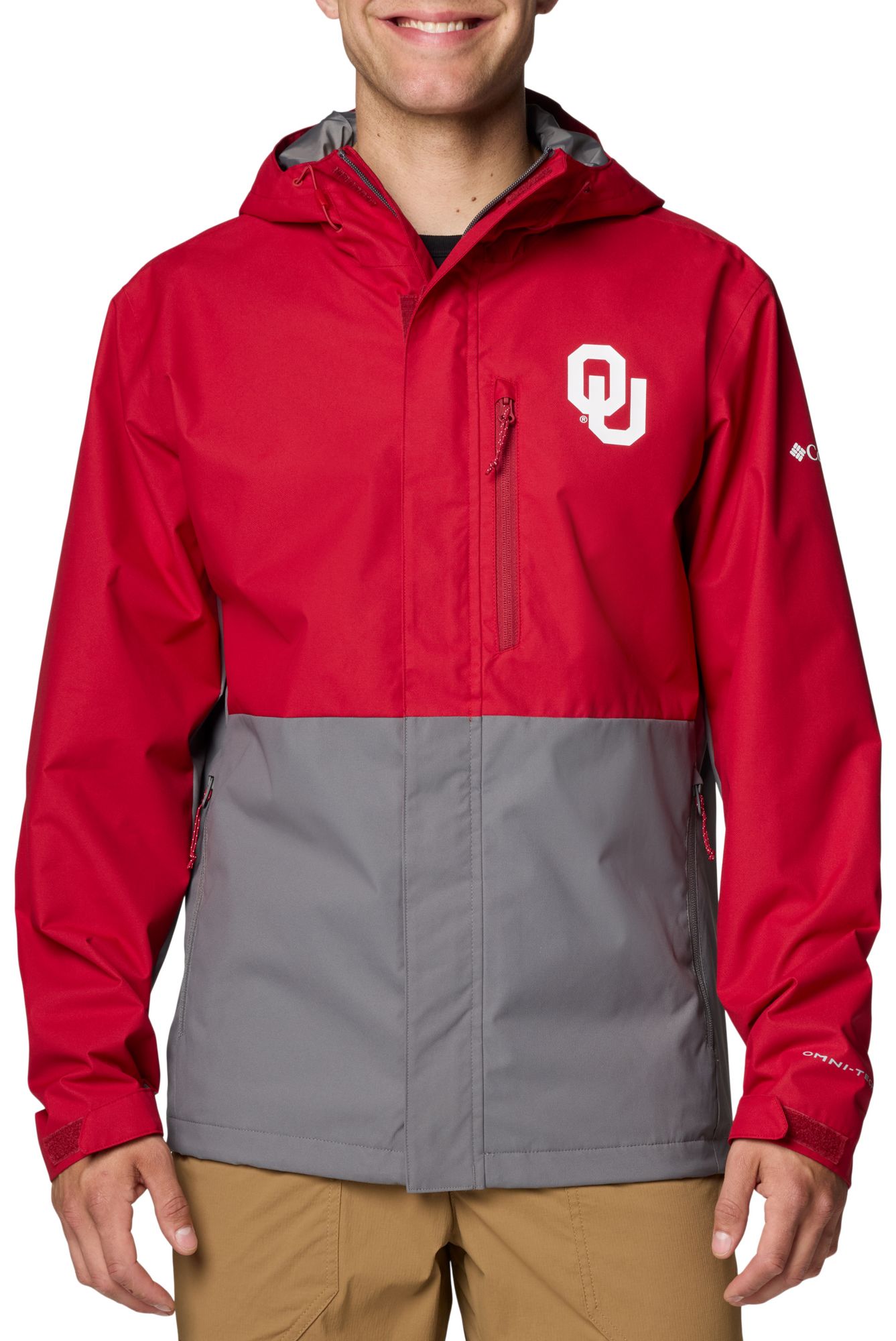Columbia Men's Oklahoma Sooners RED/GREY Color Block Field Bound Jacket product image