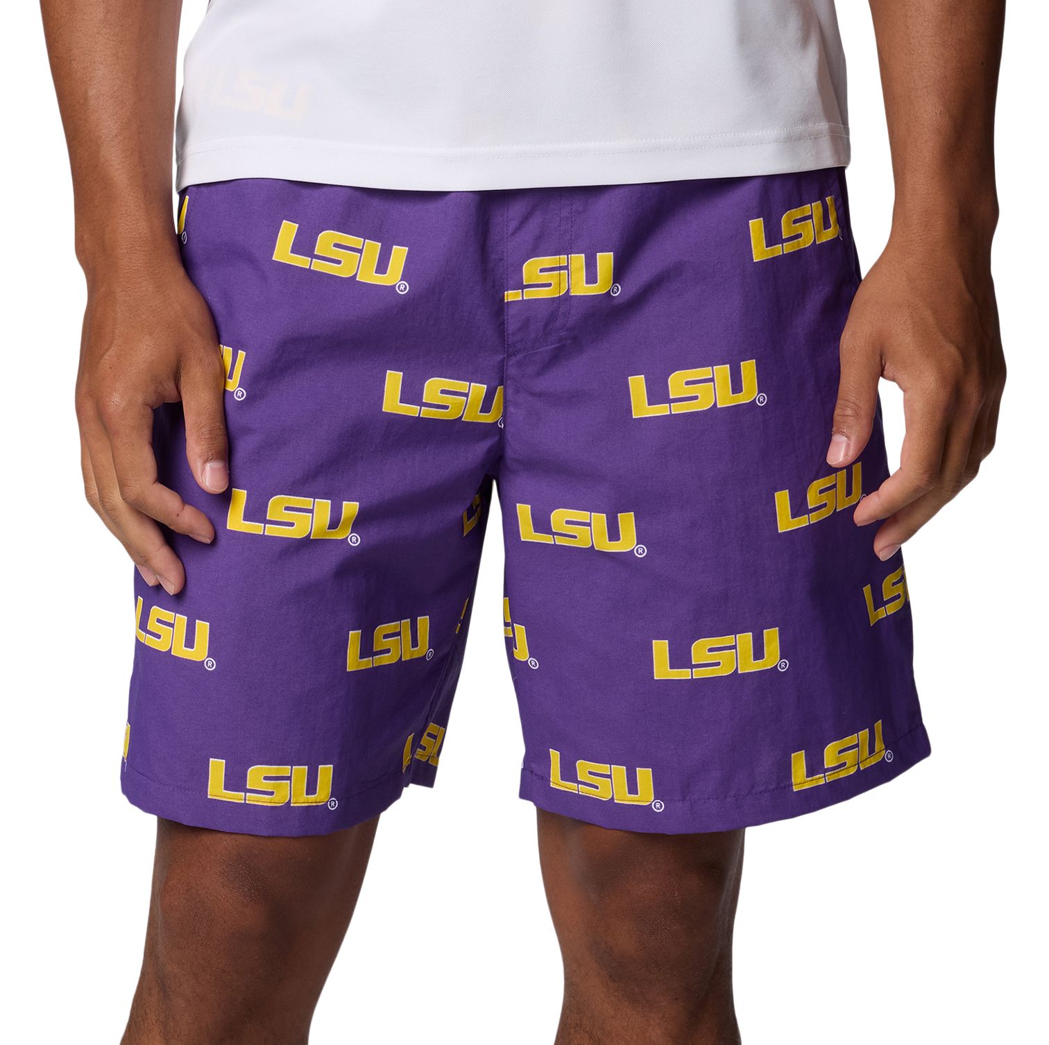 Columbia Men's LSU Tigers Vivid Purple Backcast III Printed Performance Shorts product image