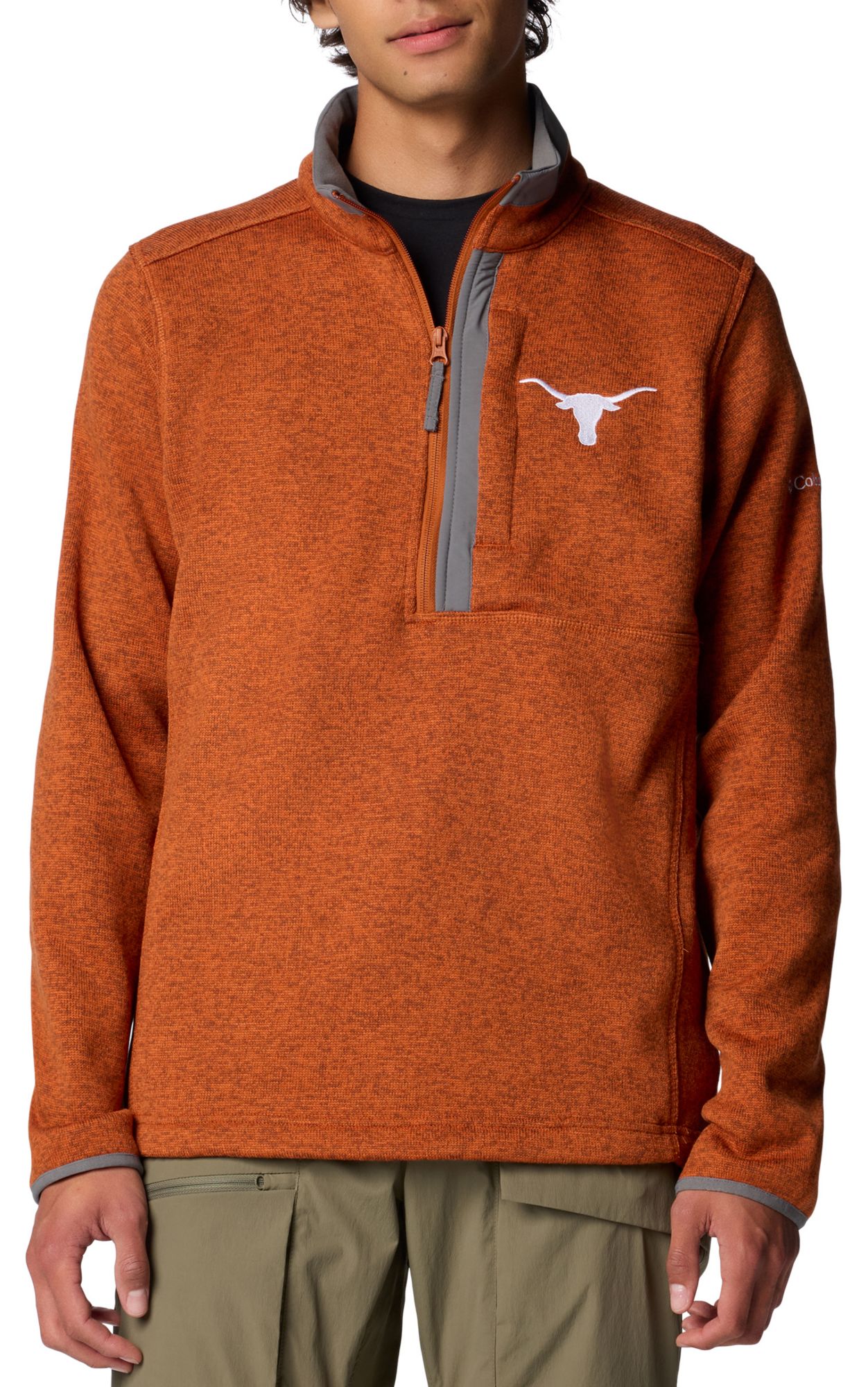 Columbia Men's Texas Longhorns Orange Heather Sweater Weather 1/2 Zip Pullover product image