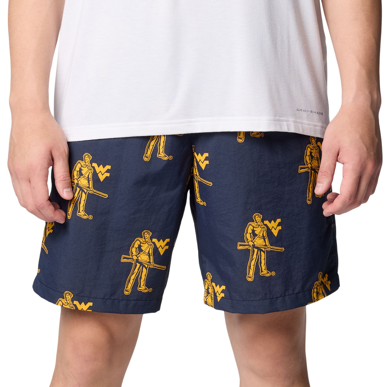 Columbia Men's West Virginia Mountaineers Collegiate Navy Backcast III Printed Performance Shorts product image