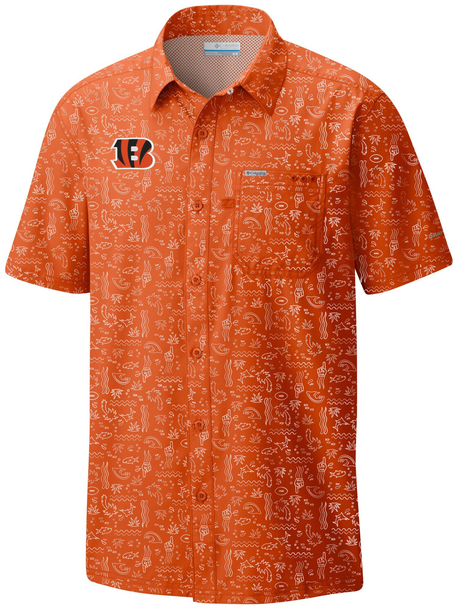 Columbia Men's Cincinnati Bengals Orange Super Slack Tide Button-Up Camp Shirt product image