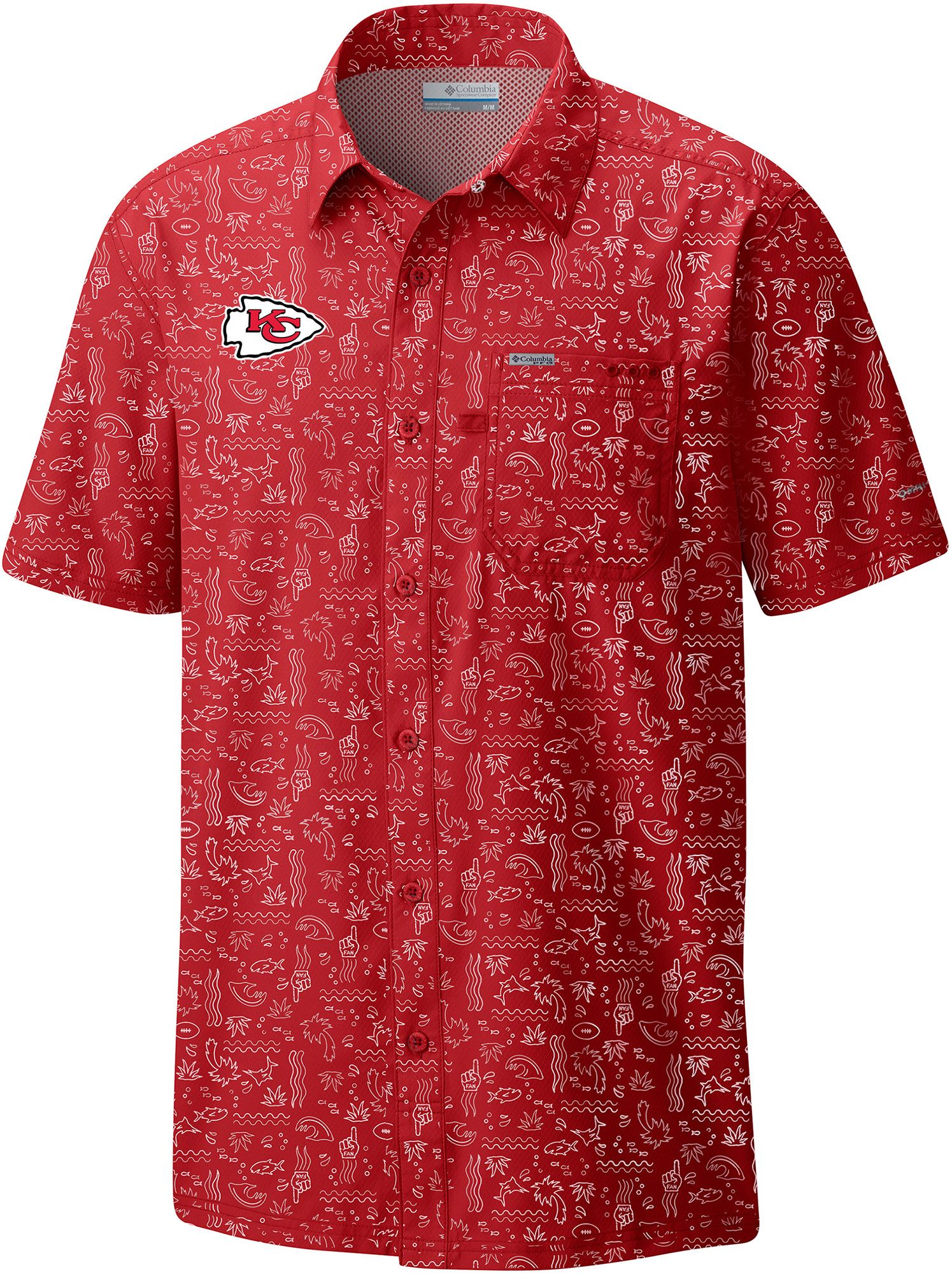 Columbia Men's Kansas City Chiefs Red Super Slack Tide Button-Up Camp Shirt product image