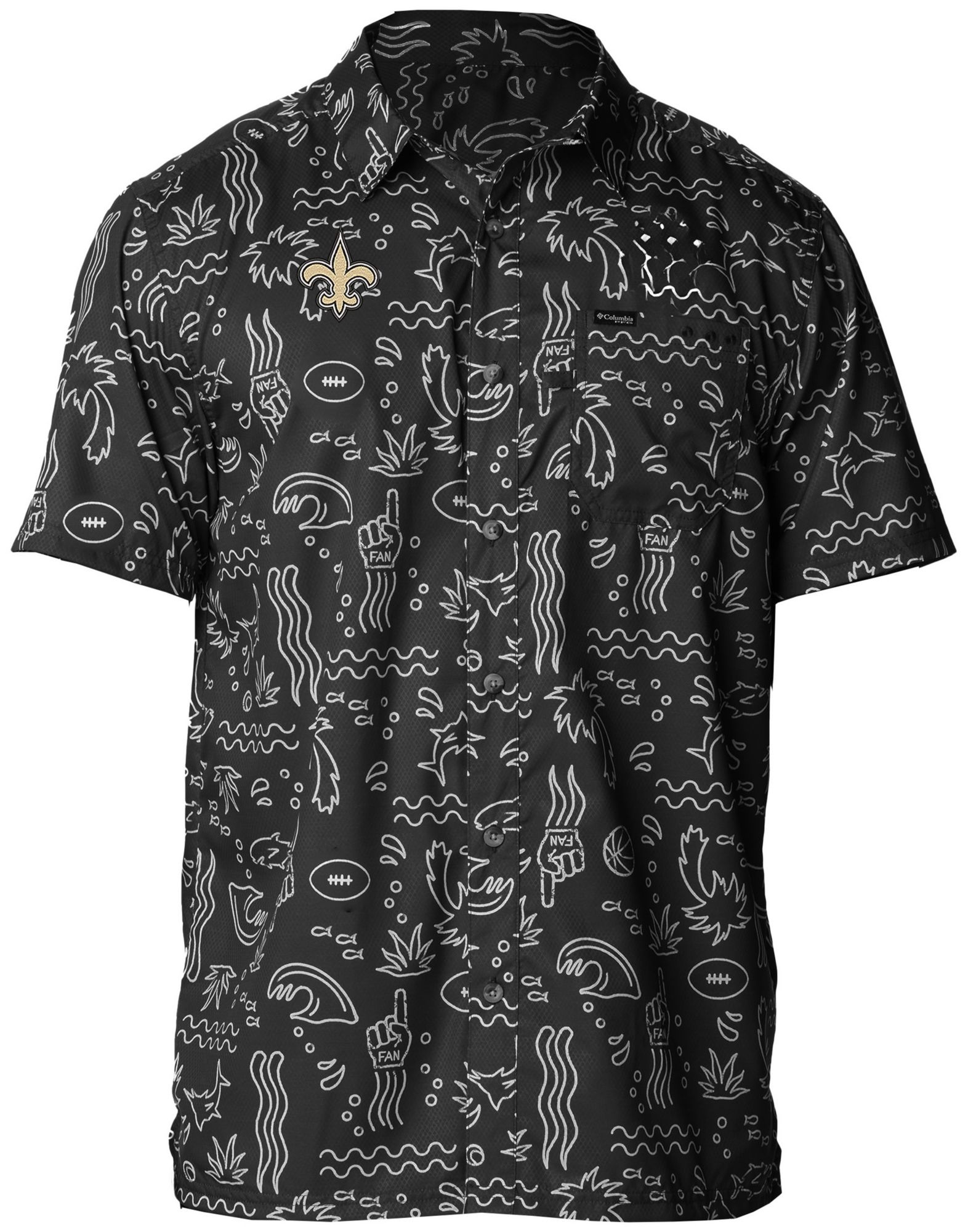 Columbia Men's New Orleans Saints Black Super Slack Tide Button-Up Camp Shirt product image