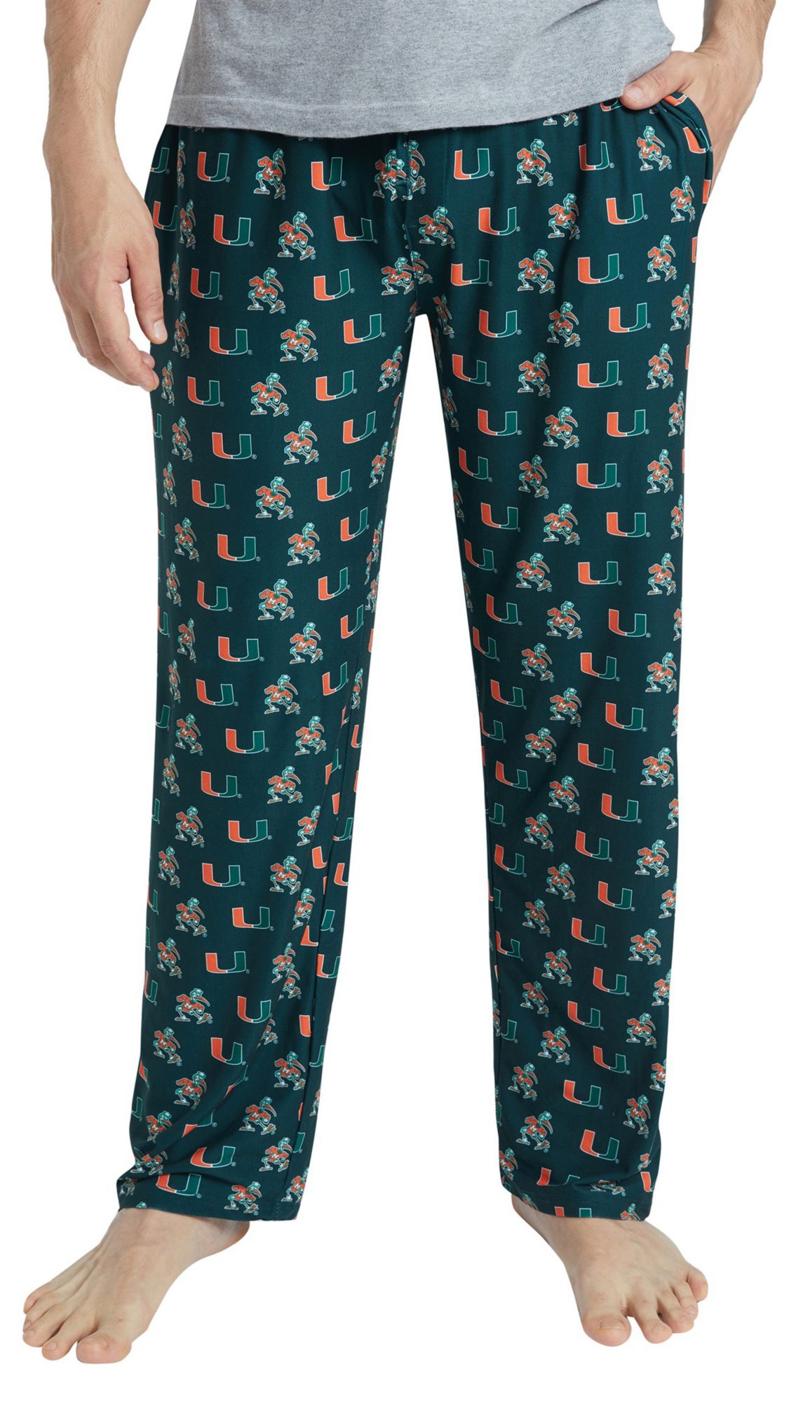 College Concepts Men's Miami Hurricanes Green Record All Over Print