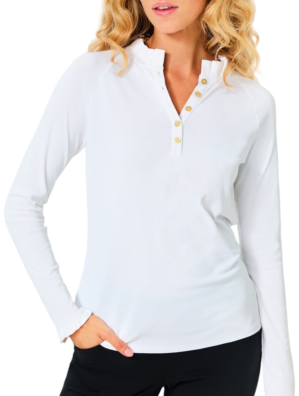 Lilly Pulitzer Women's Frida Scallop Long Sleeve Golf Polo product image