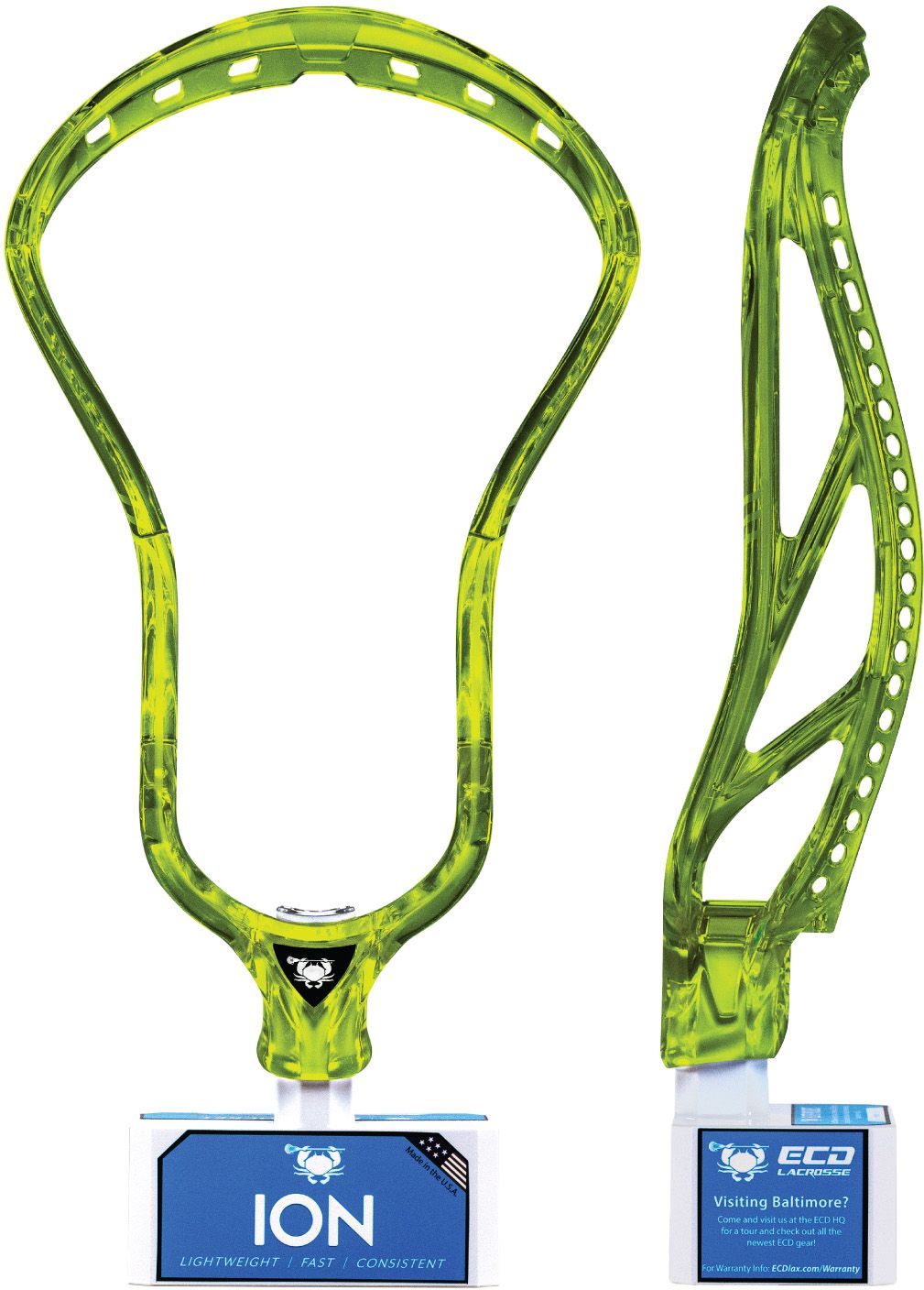ECD Ion Unstrung Lacrosse Head - Lime product image