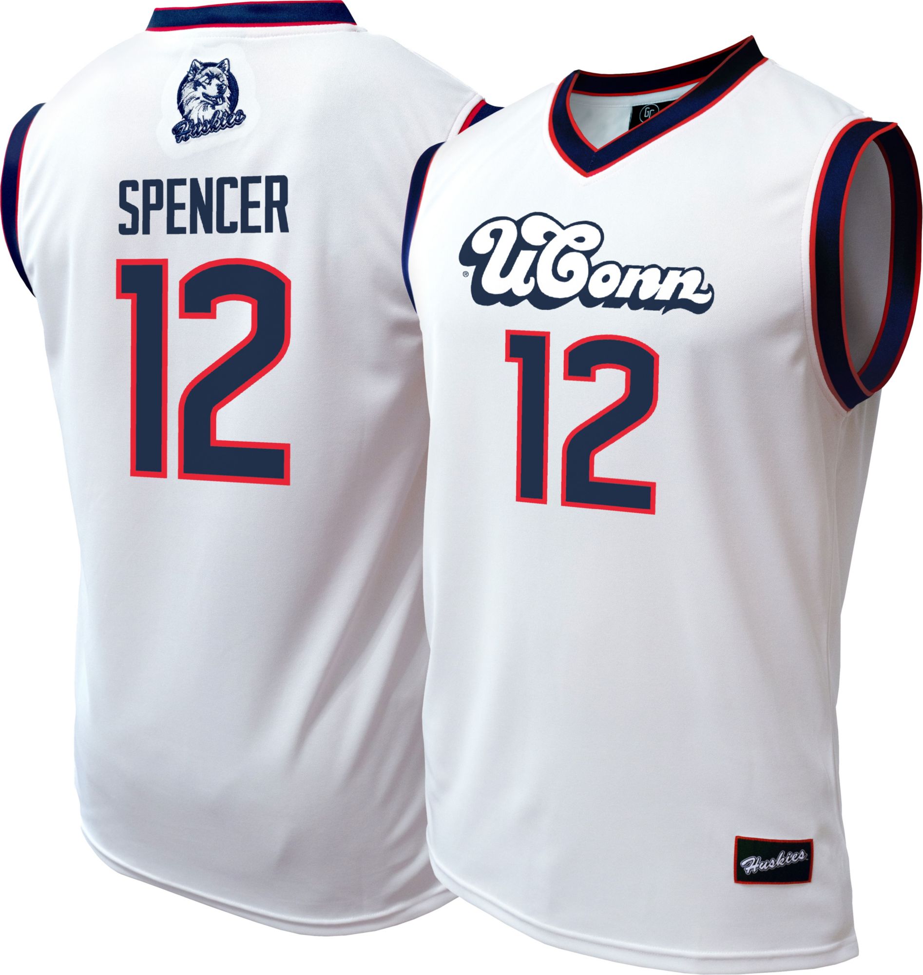 Genuine Collective Men's Connecticut Huskies Cam Spencer #12 White Replica Basketball Jersey product image