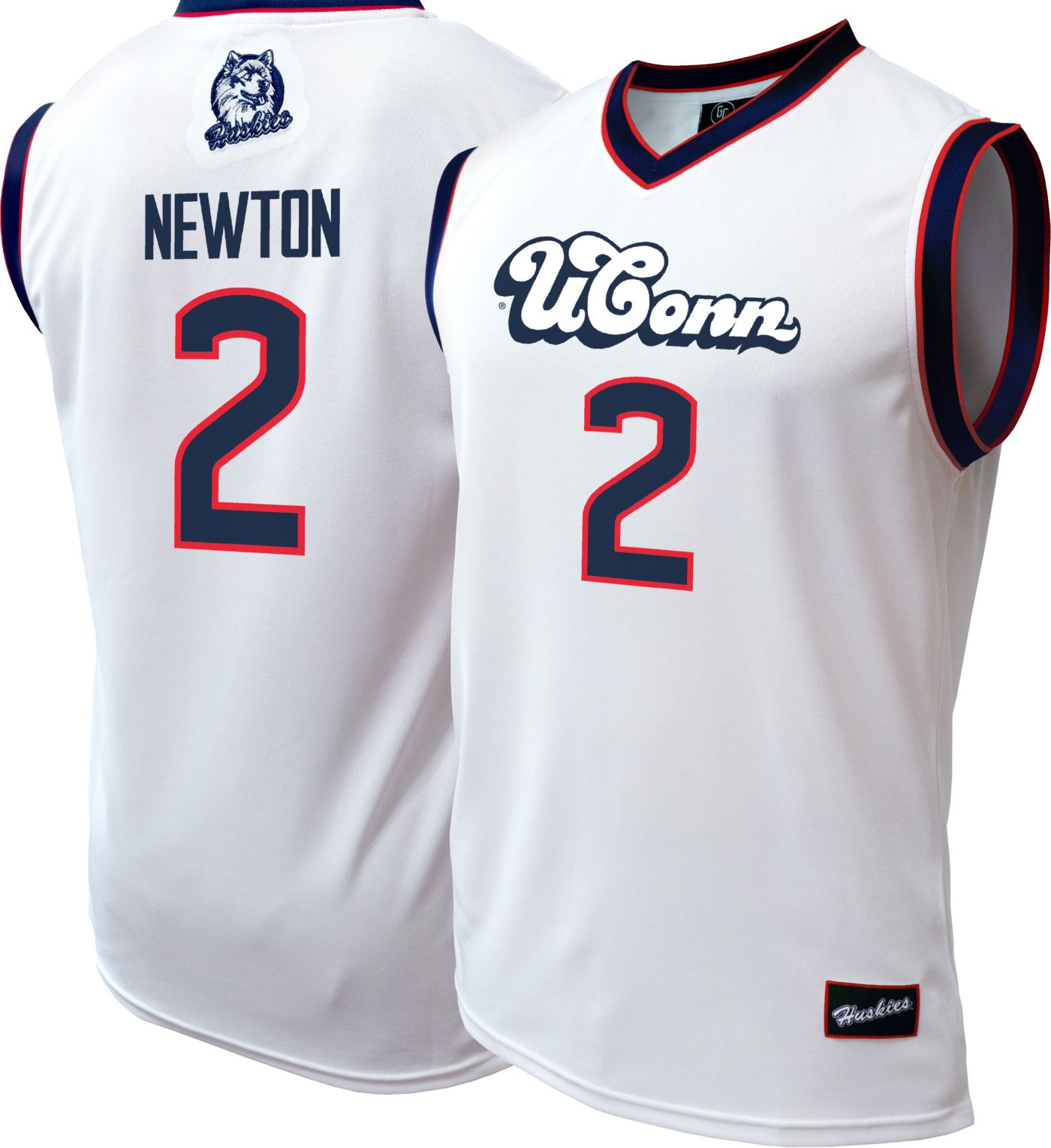 Genuine Collective Men s Connecticut Huskies Tristen Newton 2 White Replica Basketball Jersey XL