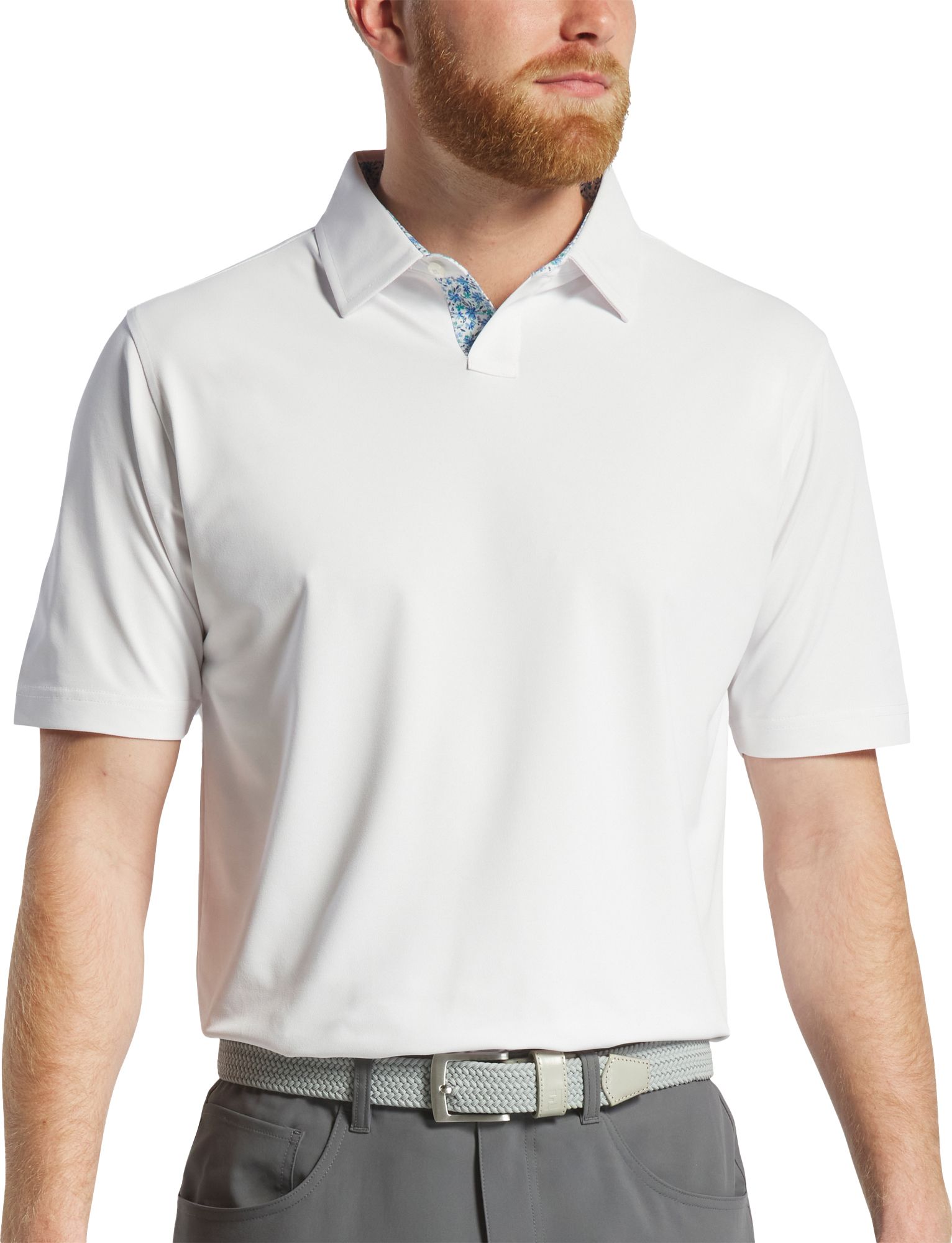 FootJoy Men's Short Sleeve Floral Trim Pique Golf Polo product image
