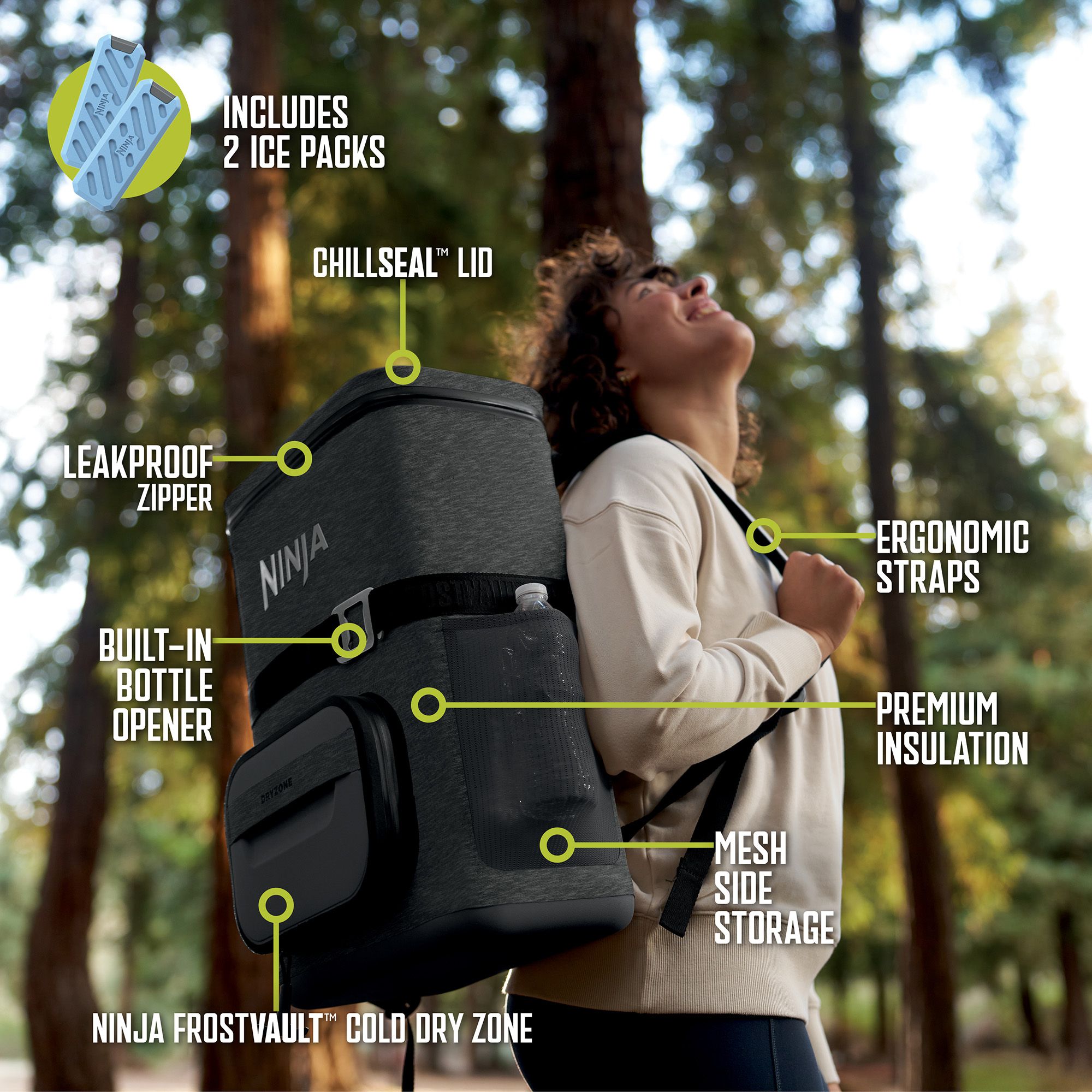 Ninja Outdoor FrostVault Go 24-Can Backpack Soft Cooler with Cold Dry Zone product image