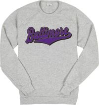 Where I'm From Adult Baltimore City Script Grey Fleece Crewneck Sweater ...