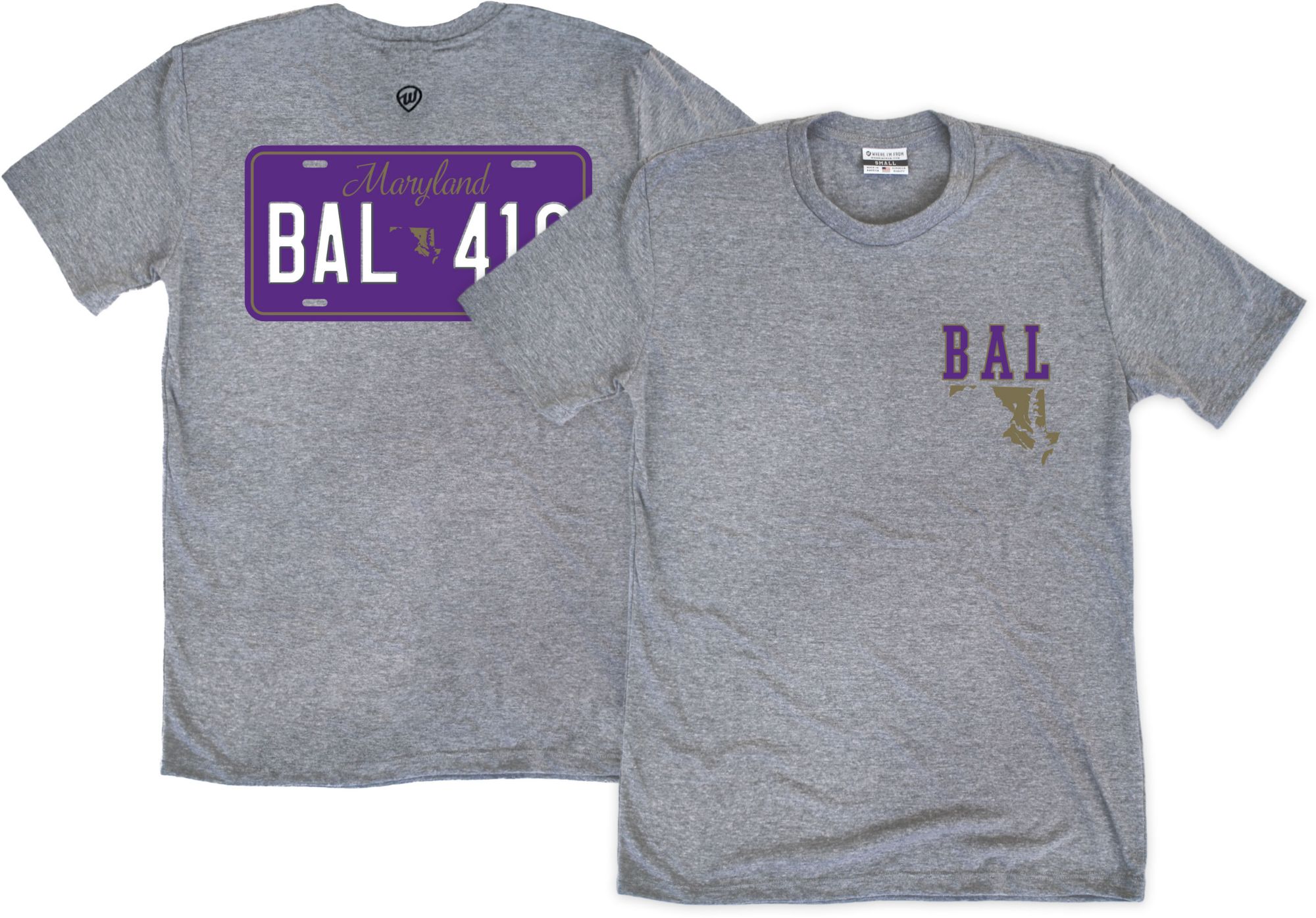 Where I'm From Adult Baltimore License Plate Grey T-Shirt product image