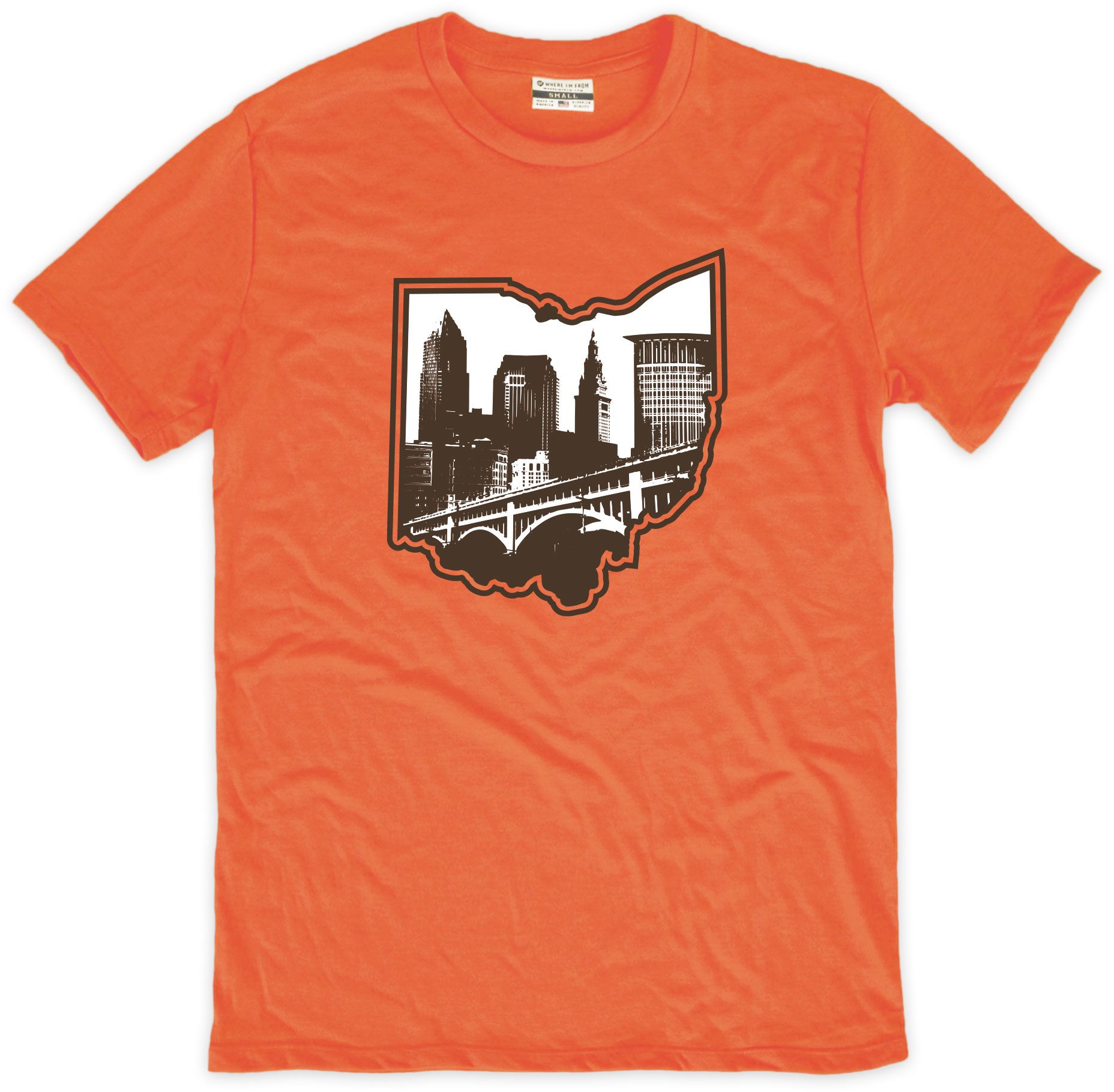 Where I'm From Adult Cleveland State Skyline Orange T-Shirt