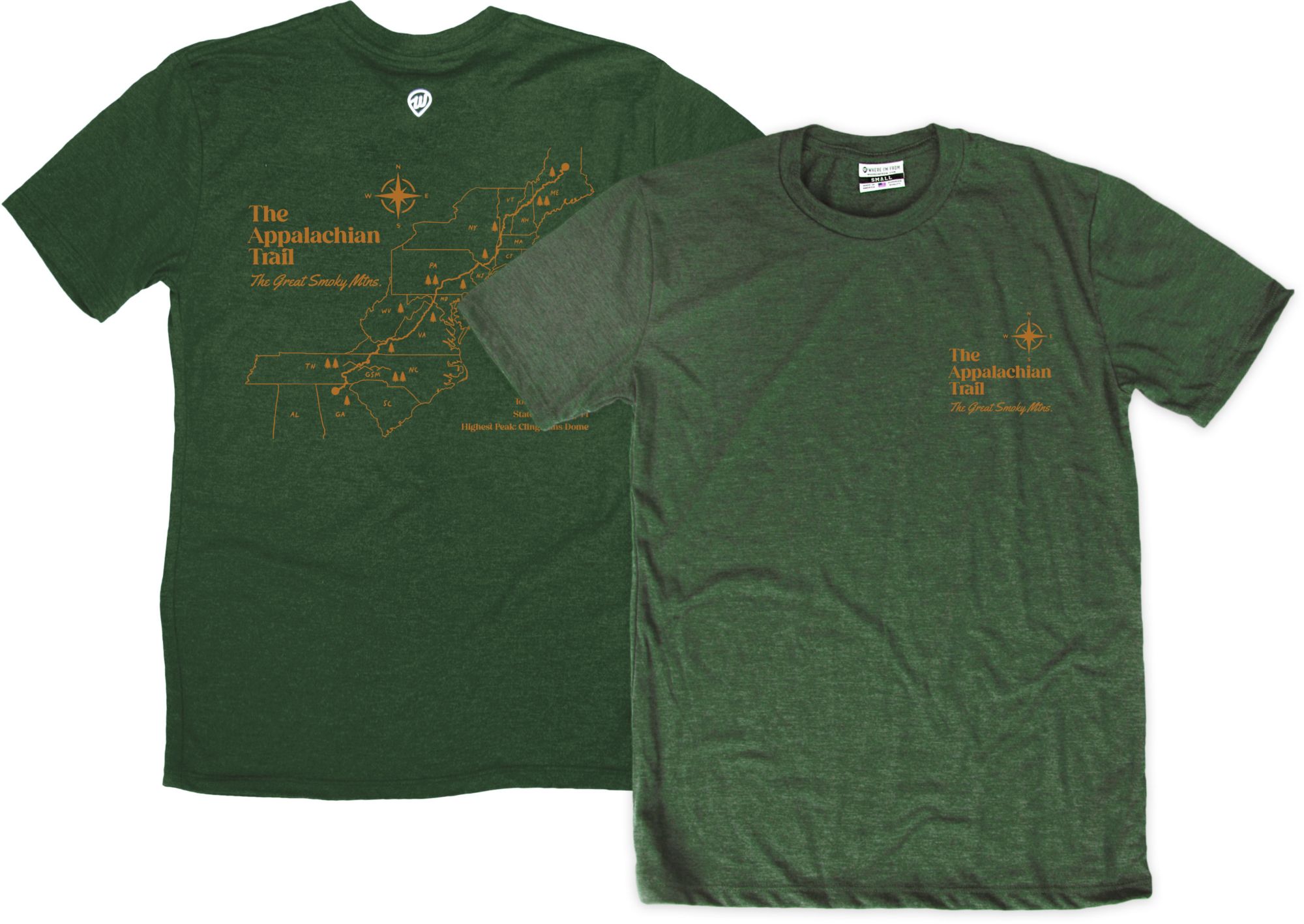 Where I'm From Adult Great Smoky Mountains App Trail Green T-Shirt product image