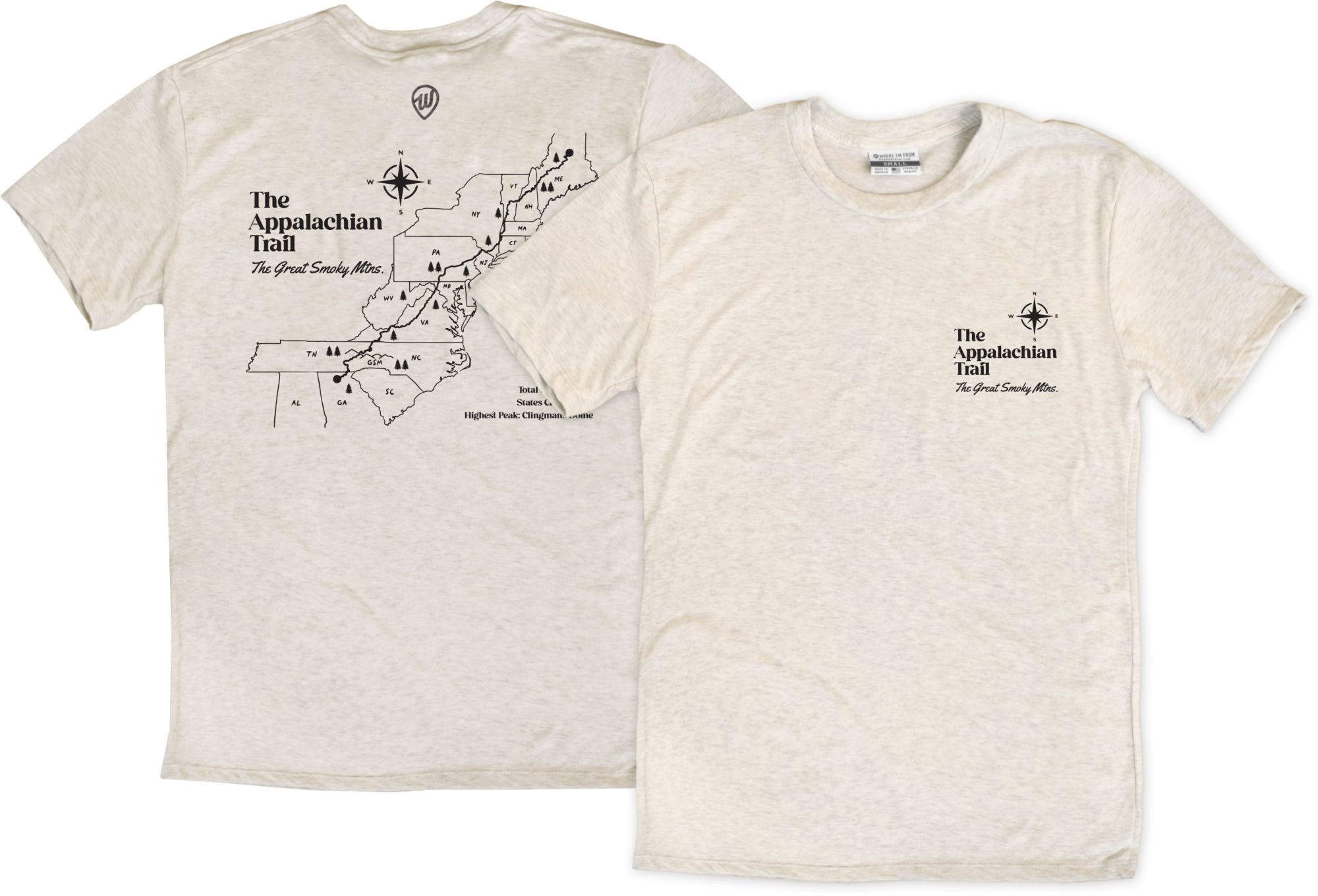 Where I'm From Adult Great Smoky Mountains App Trail Cream T-Shirt product image