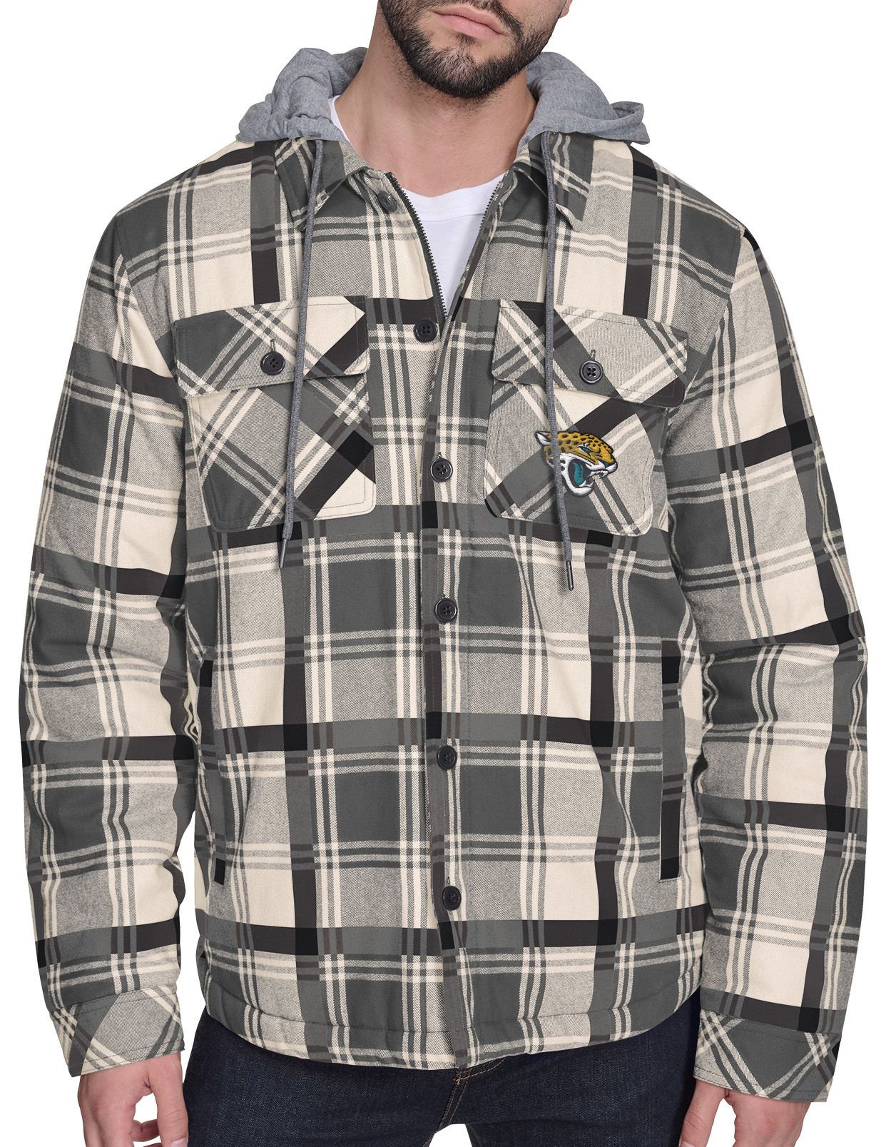 GIII Men's Jacksonville Jaguars Plaid Black Shirt Jacket Dick's