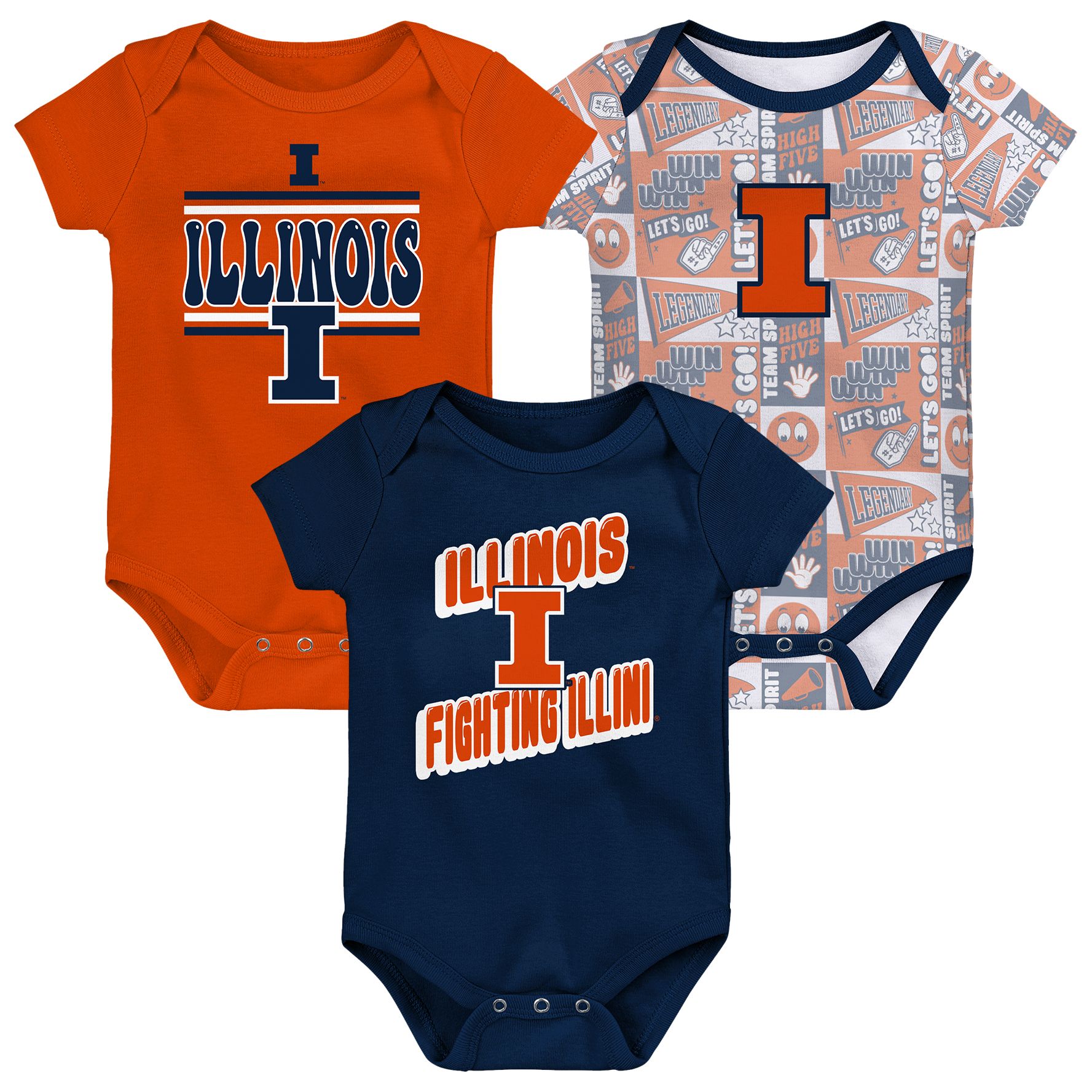 Gen2 Infant Illinois Fighting Illini Comics 3-Piece Creeper Set product image
