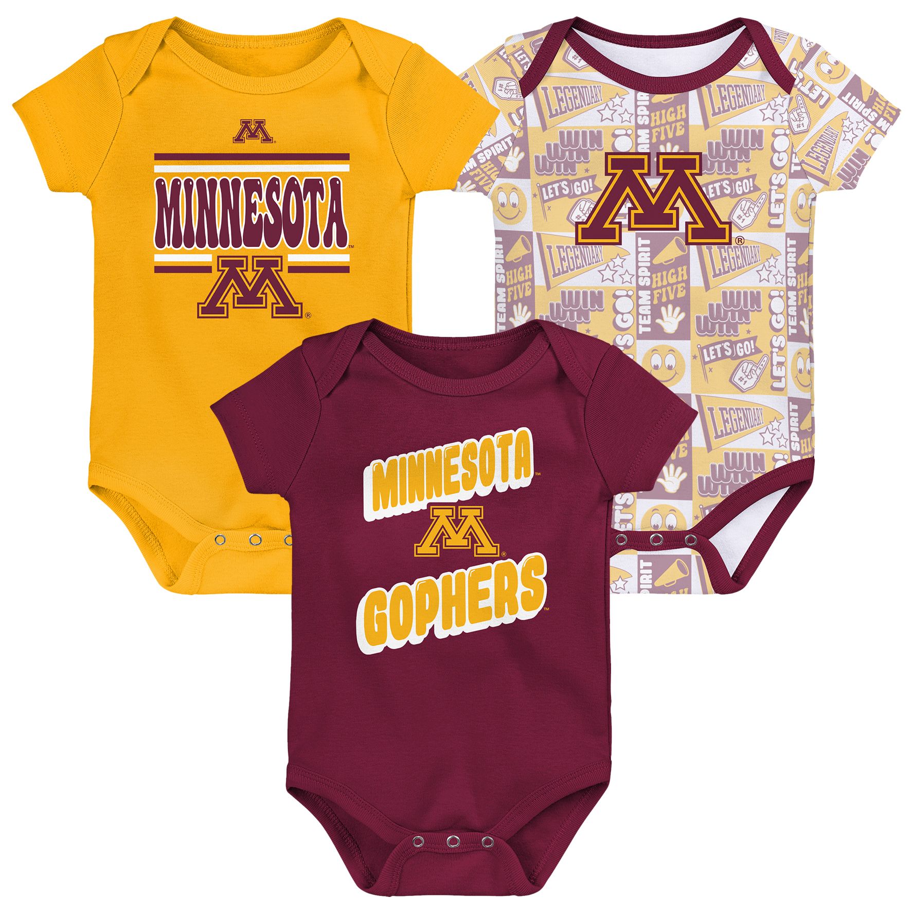 Gen2 Infant Minnesota Golden Gophers Comics 3-Piece Creeper Set product image
