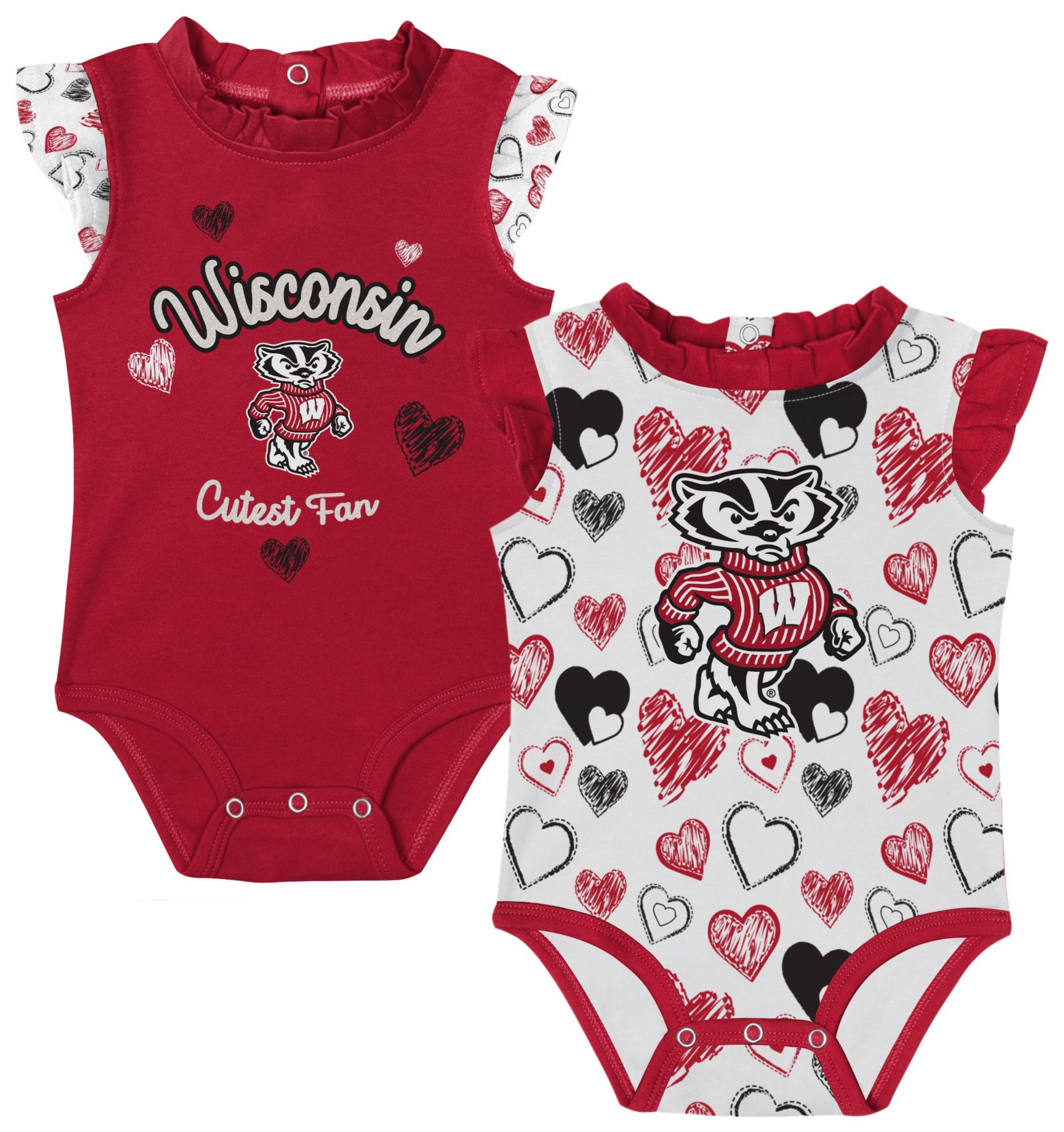 Gen2 Infant Wisconsin Badgers Hearts 2-Piece Creeper Set product image