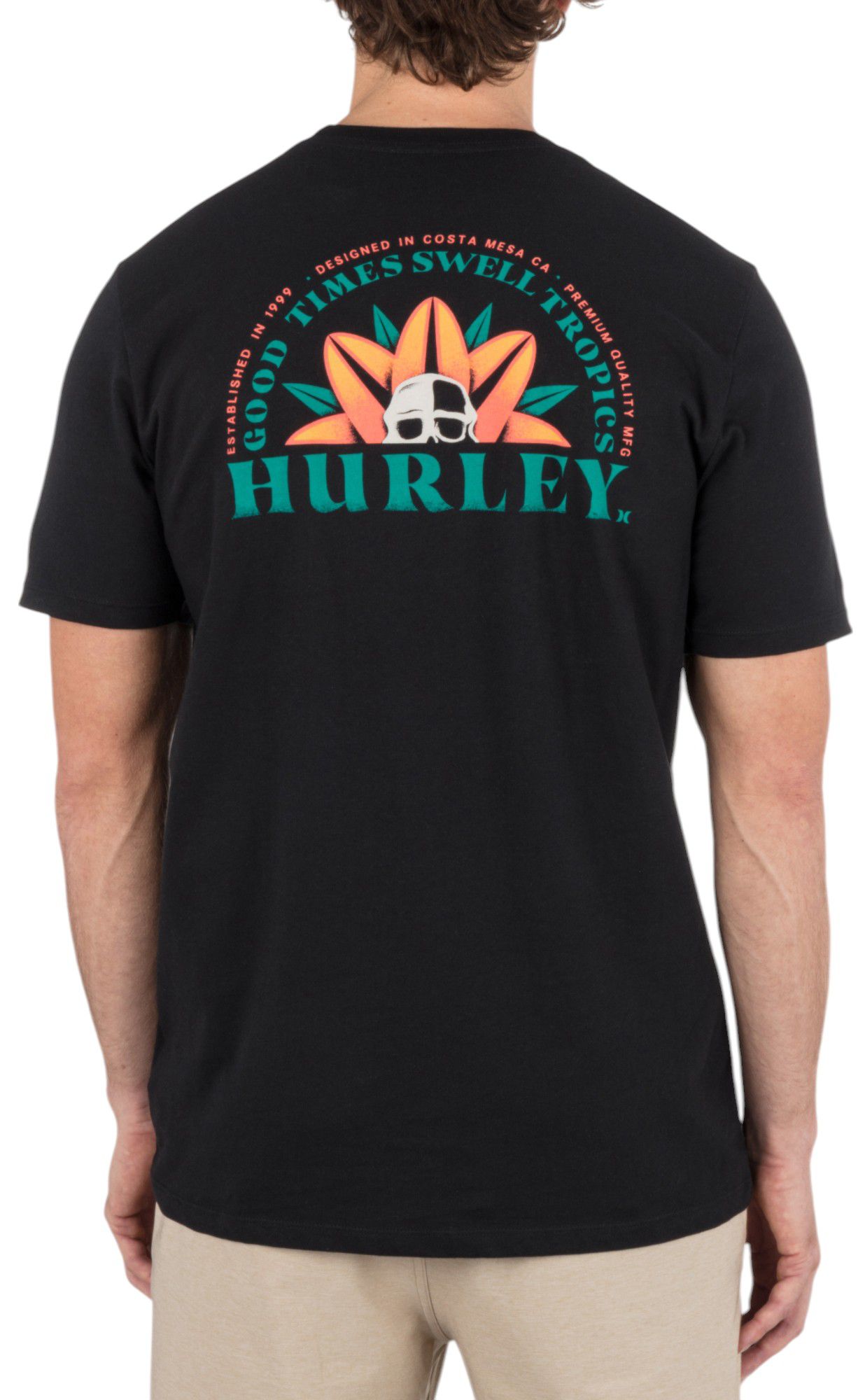Hurley Herren T-Shirt 'Skull Driftin' – Kurzärmlig, 100% Baumwolle, Mit Soft-Touch-Siebdruck