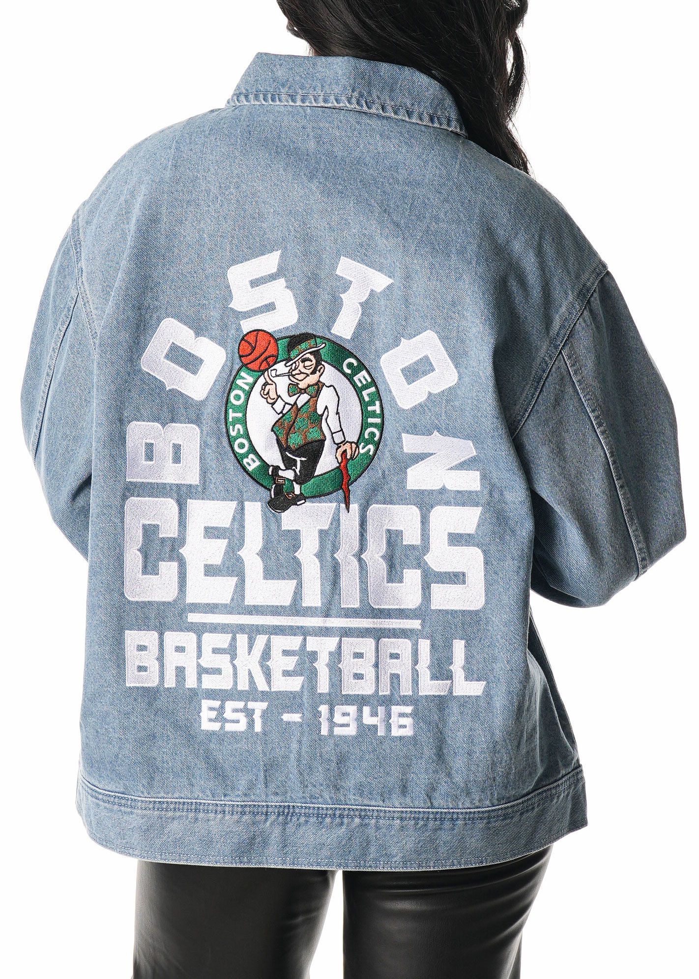 The Wild Collective Women's Boston Celtics Denim Jacket product image