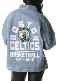 The Wild Collective Women's Boston Celtics Denim Jacket