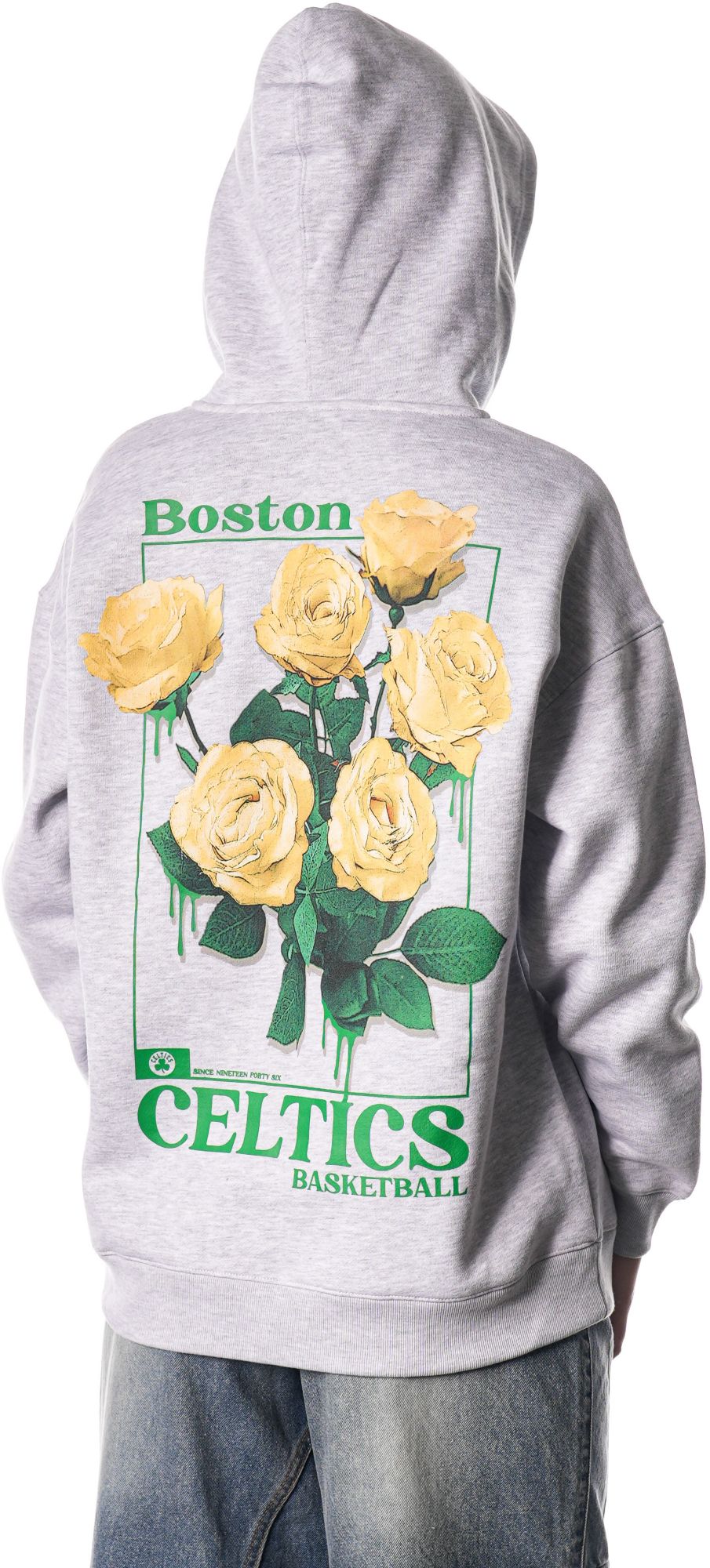 The Wild Collective Women's Boston Celtics Flower Grey Full Zip Hoodie product image