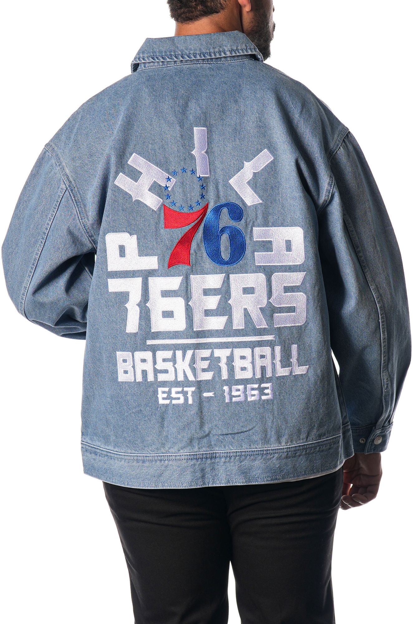 The Wild Collective Women's Philadelphia 76ers Denim Jacket product image