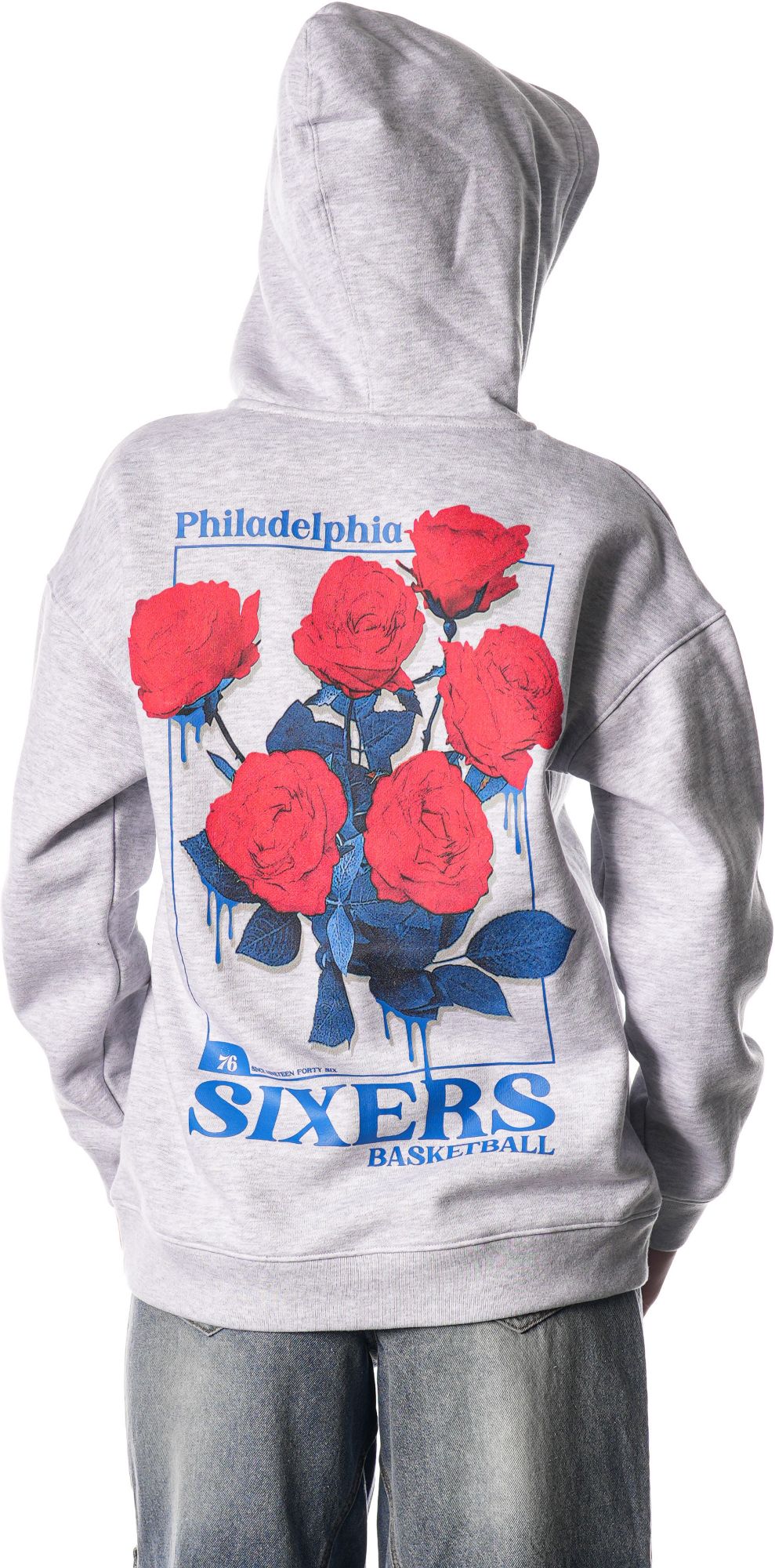 The Wild Collective Women's Philadelphia 76ers Flower Grey Full Zip Hoodie product image