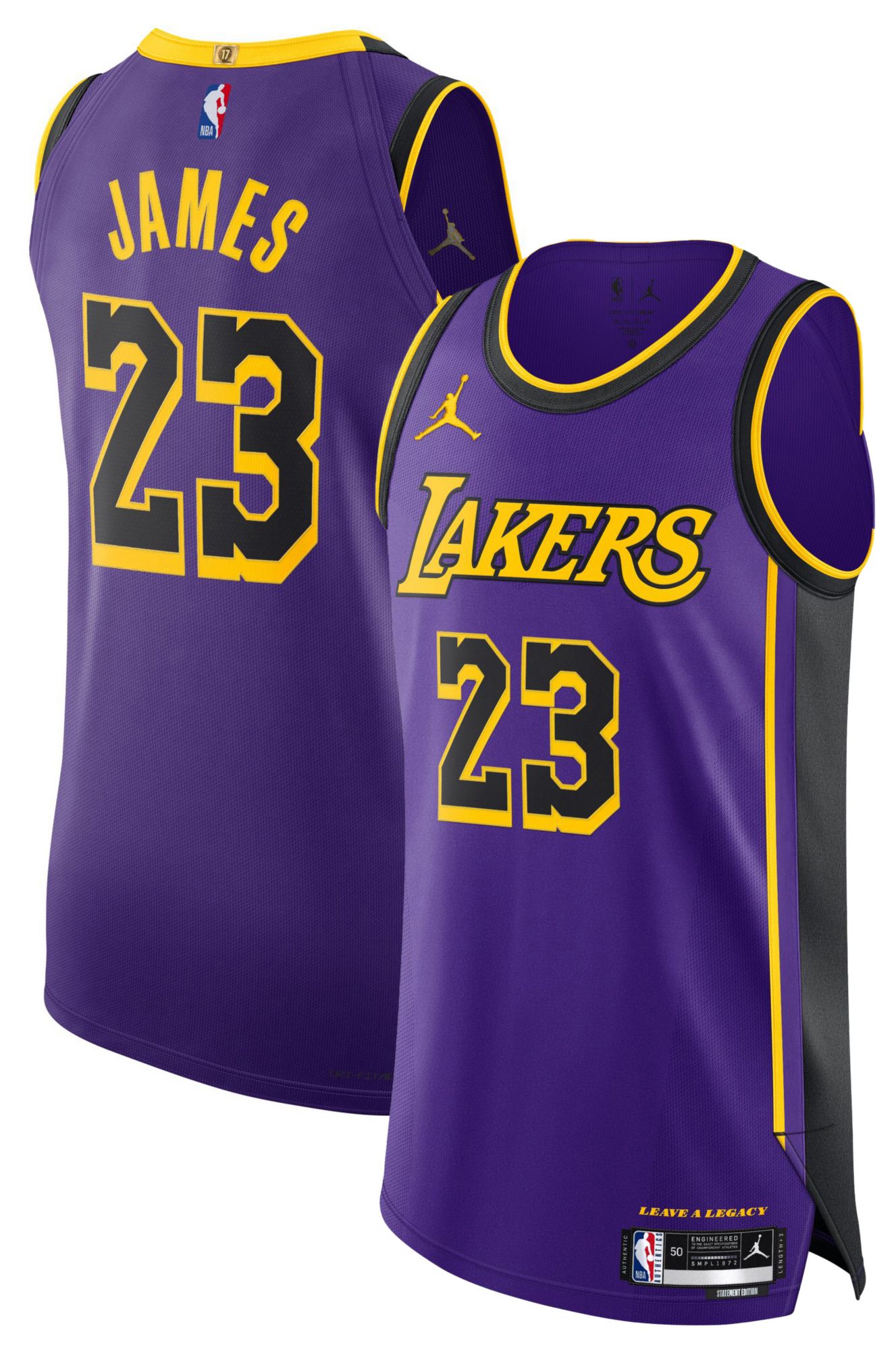 Jordan Adult Los Angeles Lakers LeBron James #23 Authentic Statement Jersey product image