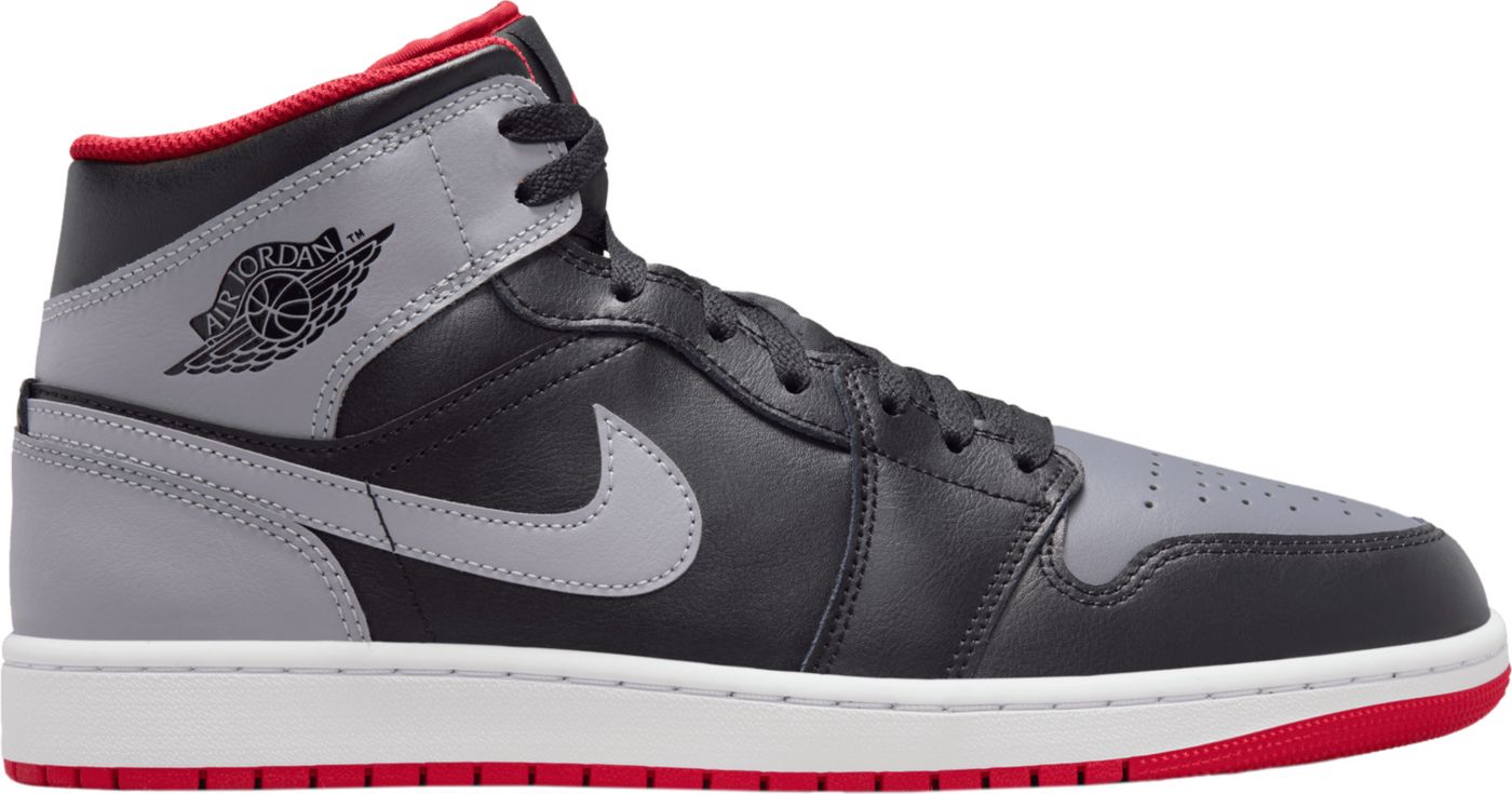 Air Jordan 1 Mid Black Cement Grey Fire Red 12