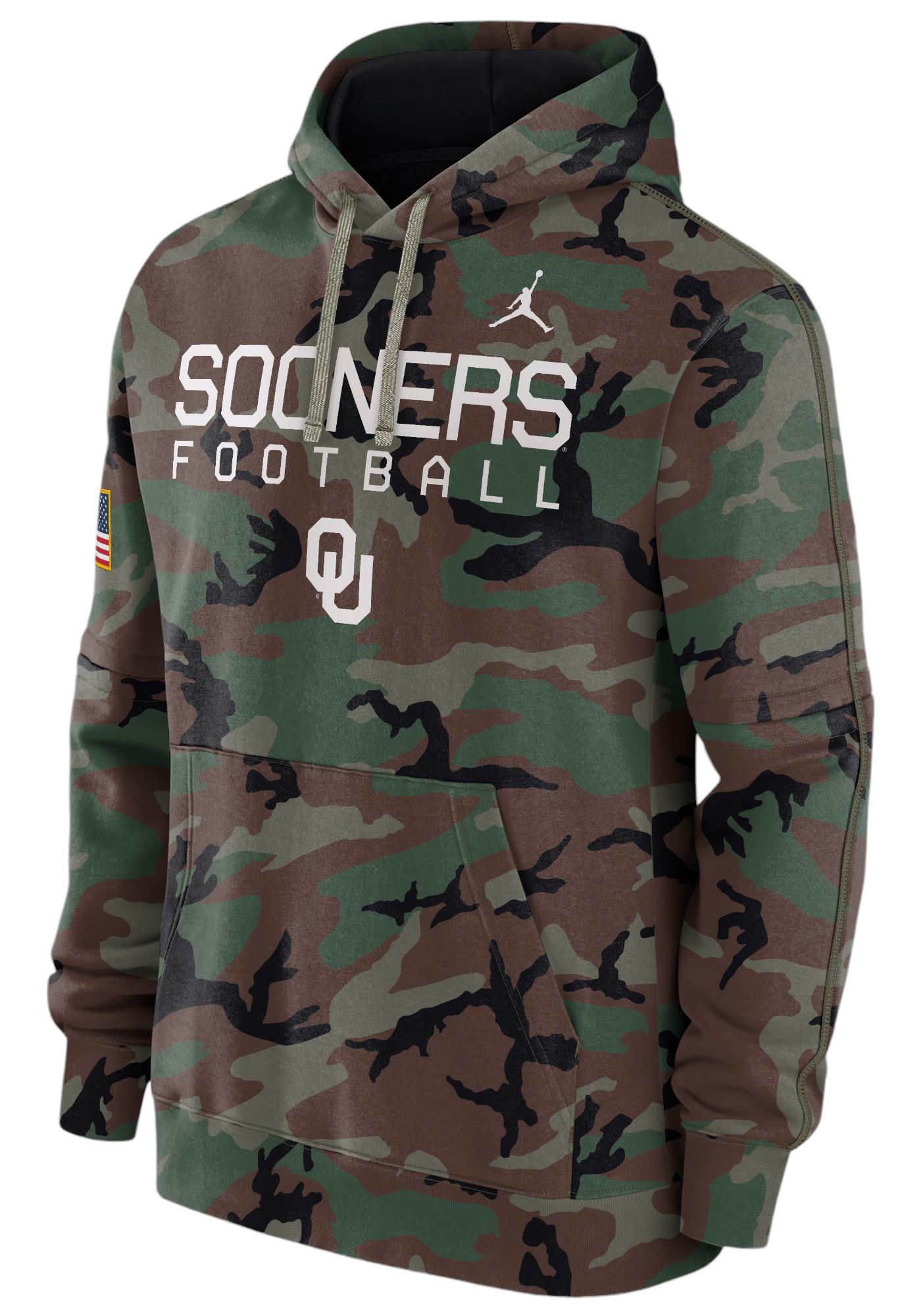 Jordan Men s Oklahoma Sooners Olive Camo Military Appreciation Pullover Hoodie Medium Green