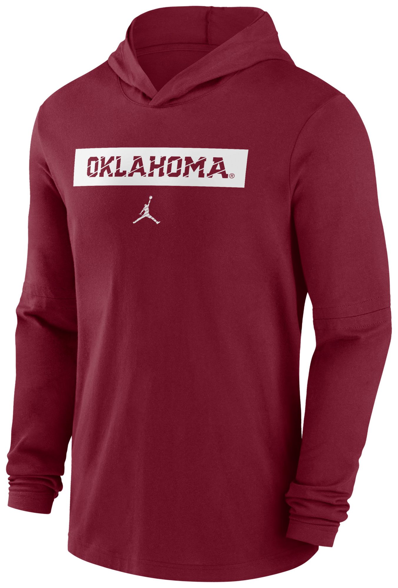 Jordan Men's Oklahoma Sooners Crimson Dri-FIT Lightweight Hooded Long Sleeve T-Shirt product image