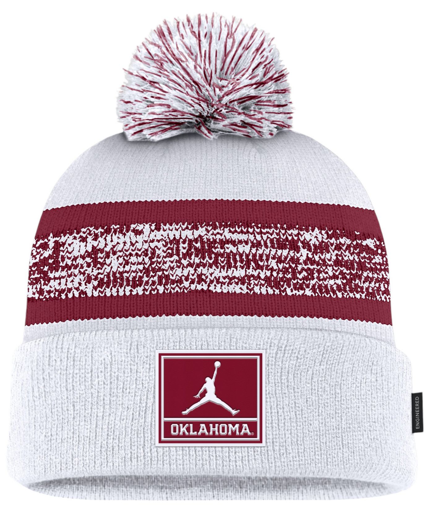 Jordan Adult Oklahoma Sooners White TPU Peak Pom Knit Cuff Beanie Dick s Sporting Goods