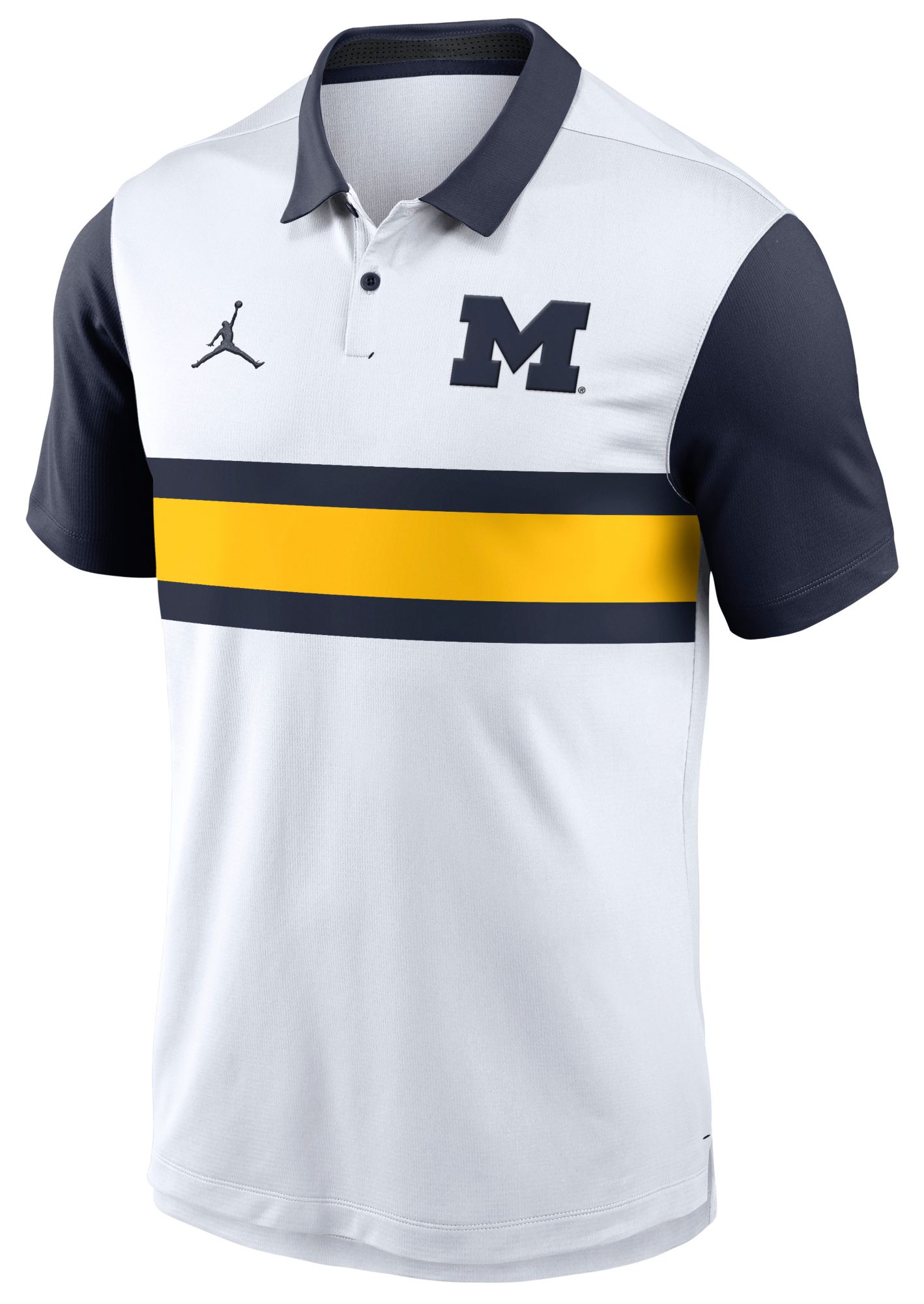 Jordan Men's Michigan Wolverines White/Navy Campus Patterned Polo product image