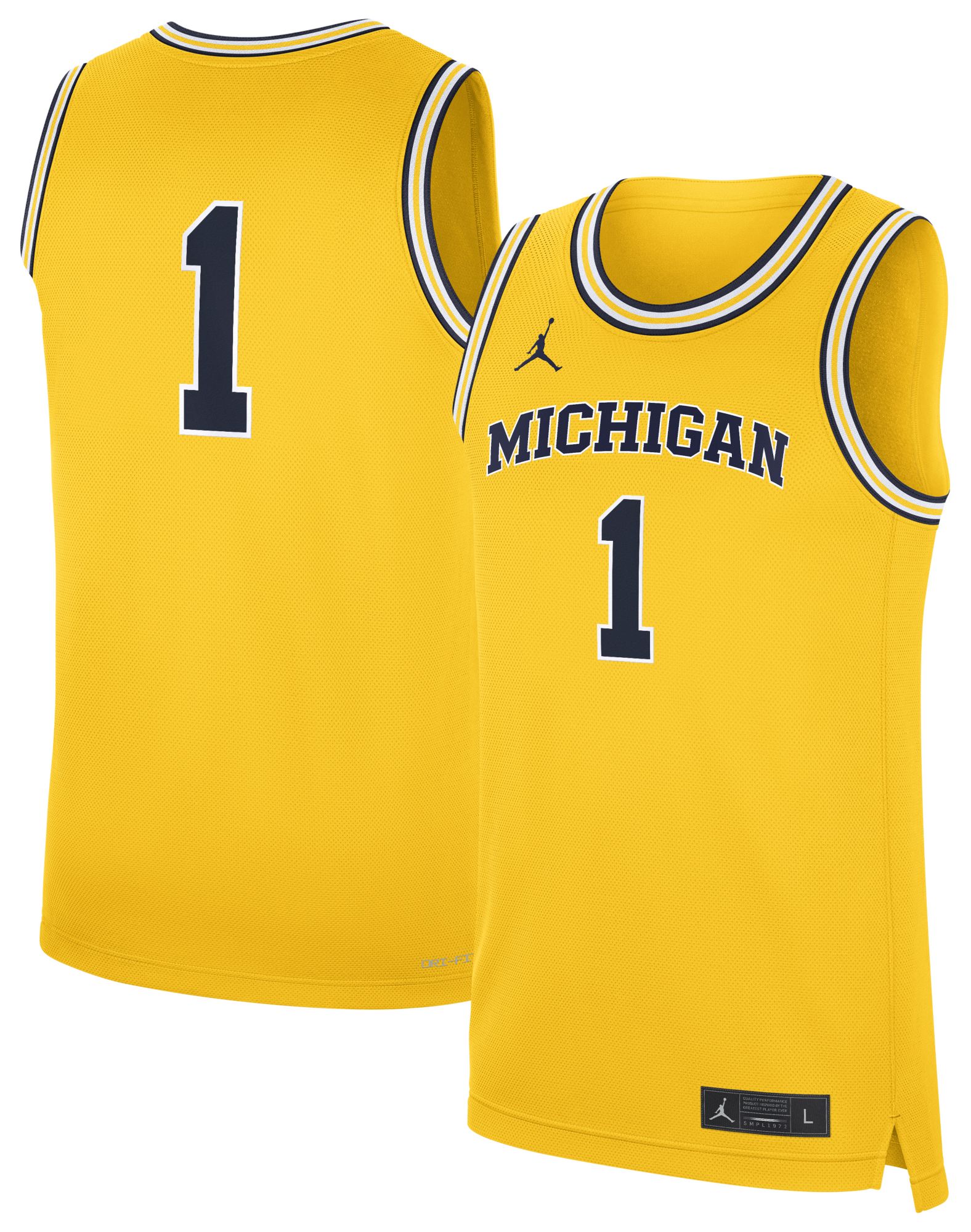 Jordan Men's Michigan Wolverines Maize Replica Basketball Jersey product image