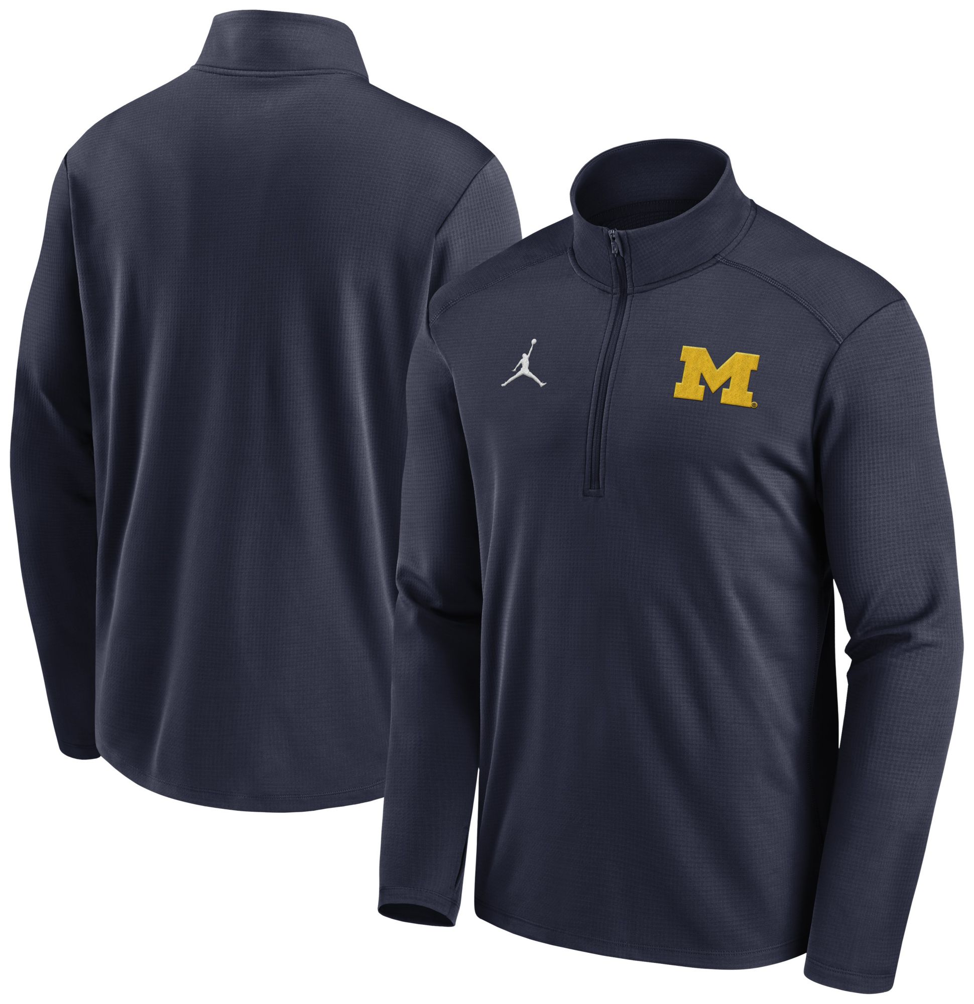Jordan Men's Michigan Wolverines Navy DriFIT Pacer QuarterZip Dick