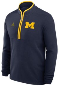 【Nike】Michigan Wolverines Victory Men's Jordan Zip Top Michigan Wolverines Jordan Brand 2024 Sideline Pregame