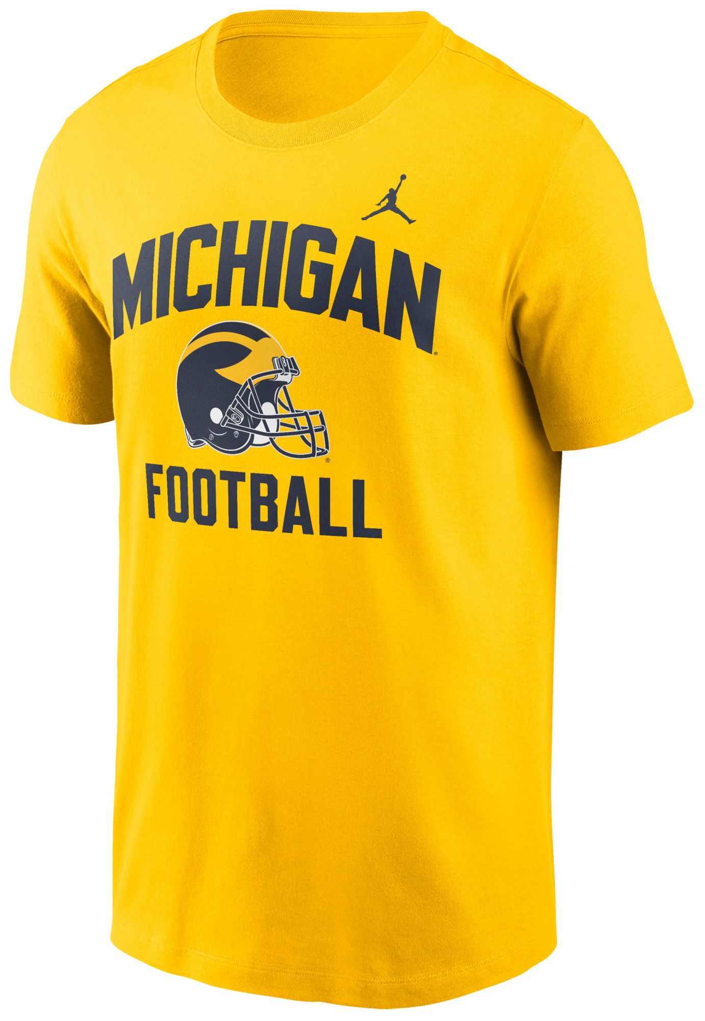 Jordan Men's Michigan Wolverines Maize Football Helmet T-Shirt product image