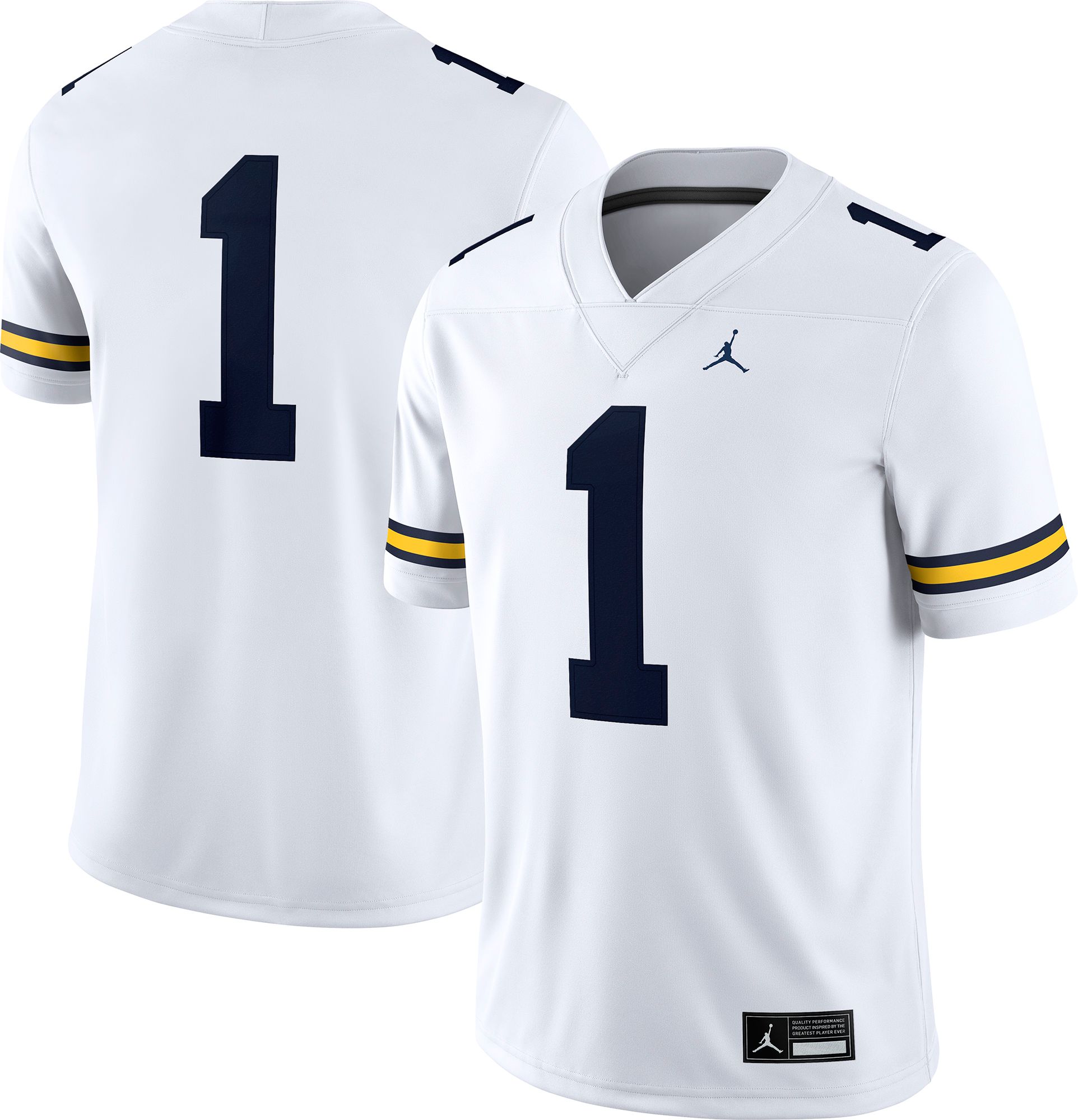 Jordan Men's Michigan Wolverines #1 White Dri-FIT Replica Football Game Jersey product image