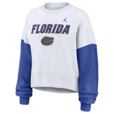 sorry, Jordan Women's Florida Gators White/Royal Phoenix Crew Neck Sweatshirt is currently out of stock