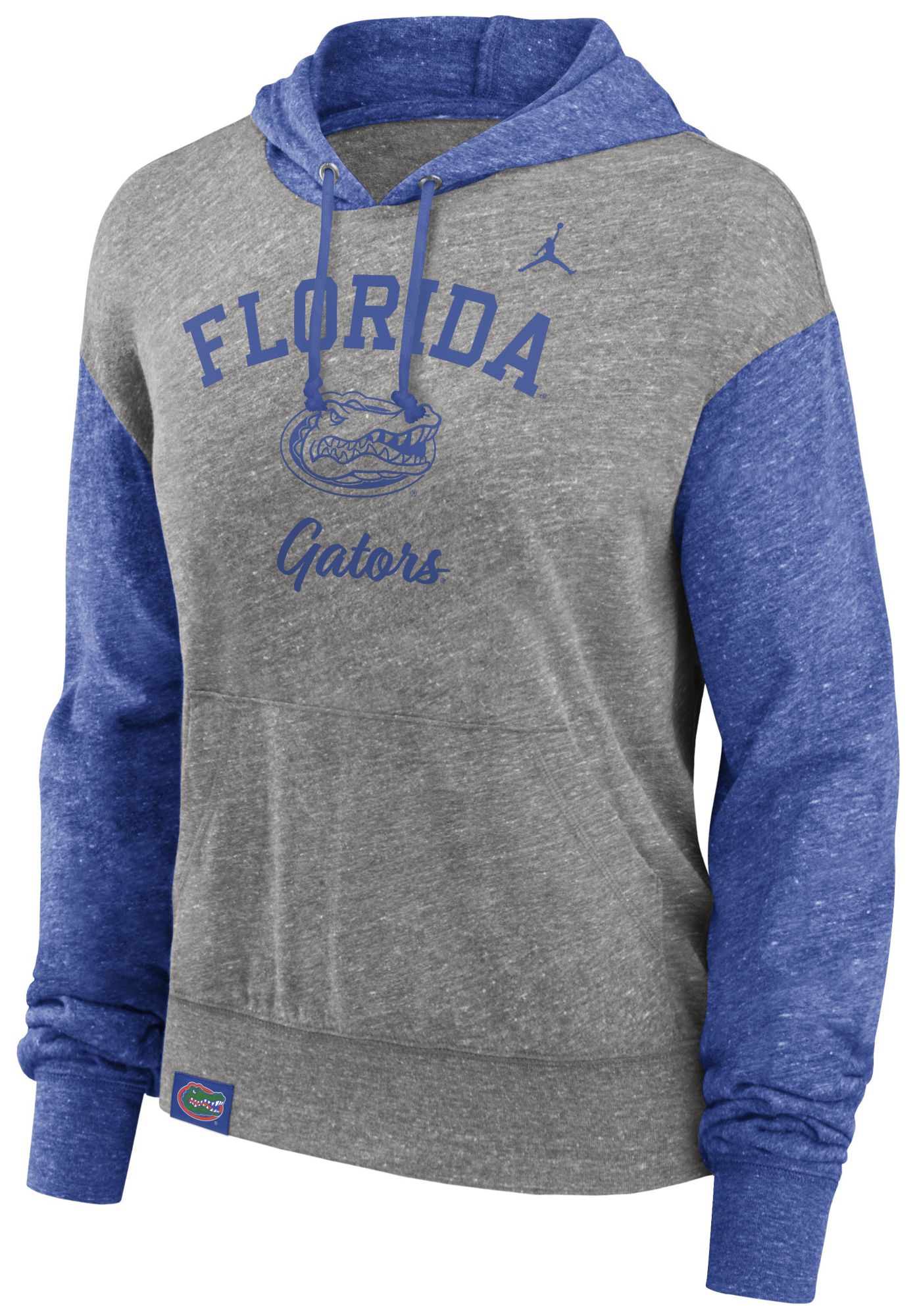 Jordan Women's Florida Gators Grey Heather Colorblock Pullover Fleece Hoodie product image