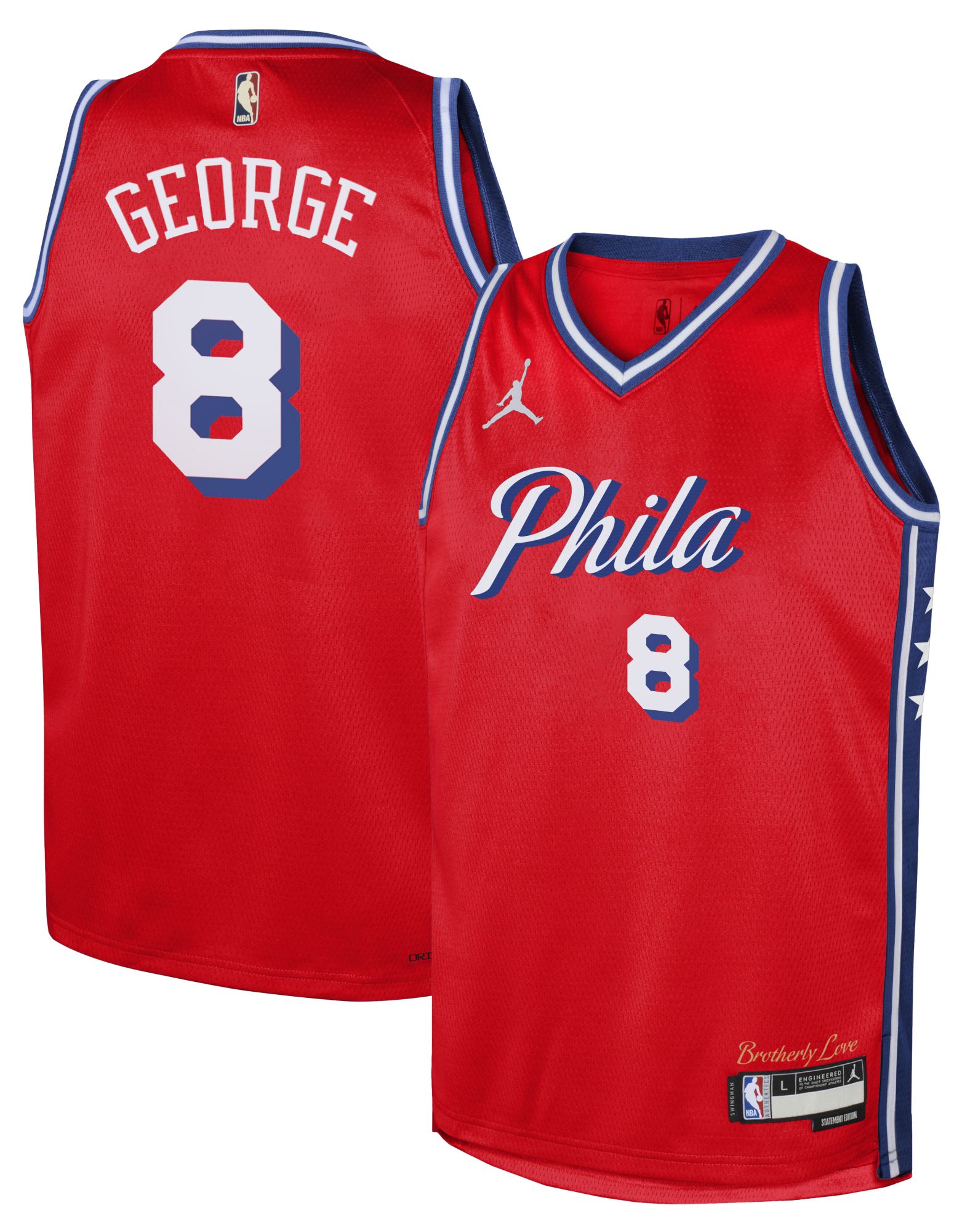Jordan Youth Philadelphia 76ers Paul George #8 Red Swingman Statement Jersey product image