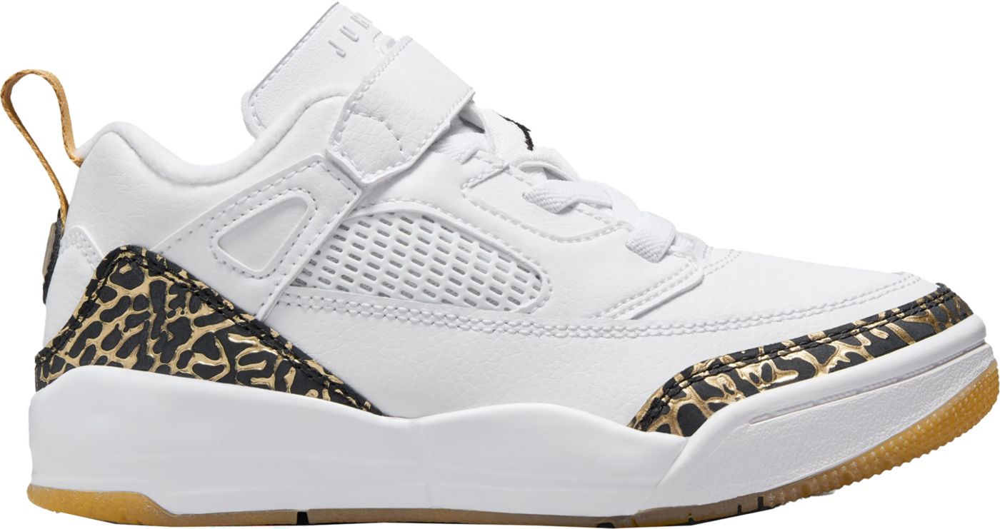 Jordan Kids Preschool Spizike Low Shoes Size 3 White Black Gold