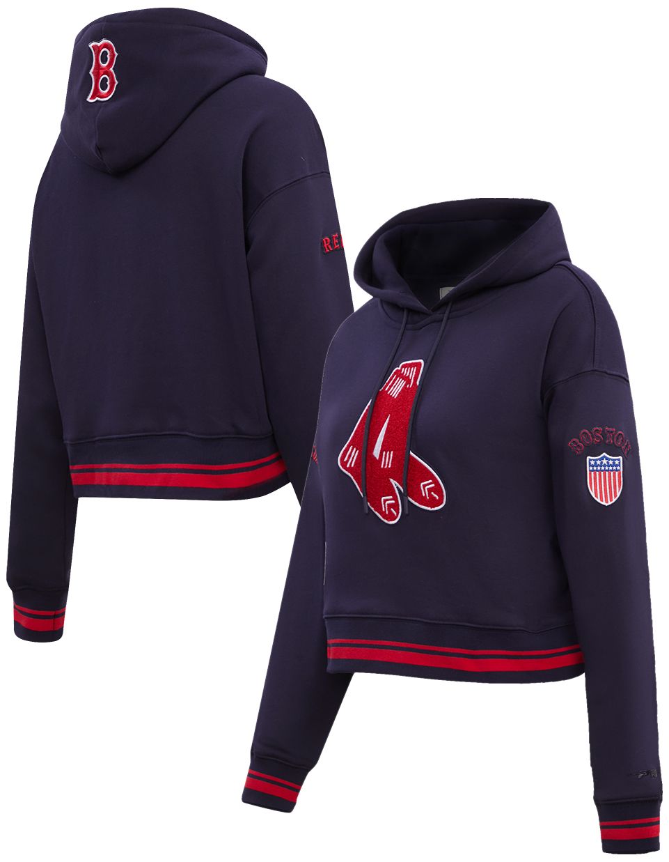 Pro Standard Women's Boston Red Sox Navy Cropped Hoodie product image