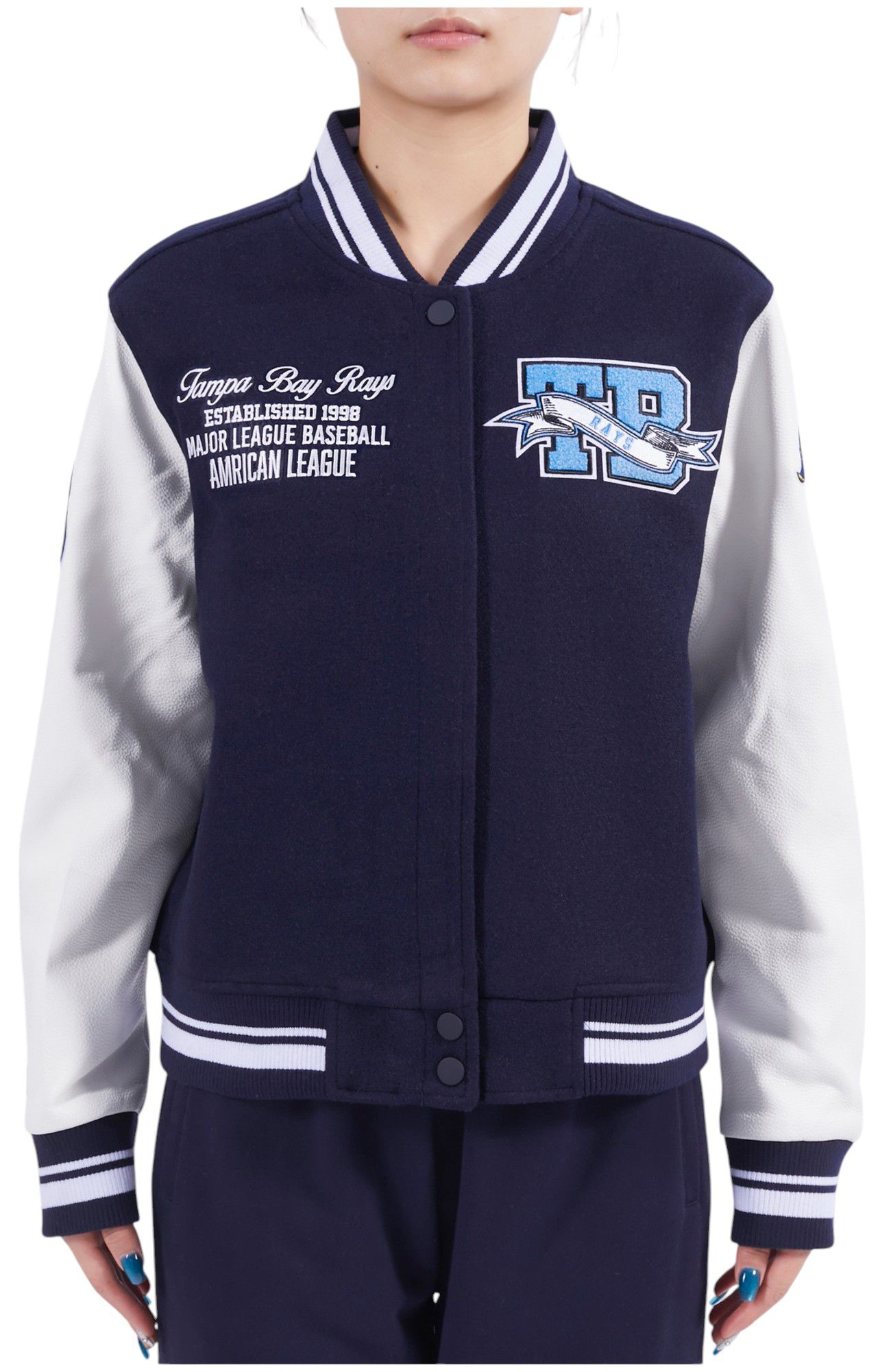Pro Standard Women's Tampa Bay Rays Navy Varsity Jacket product image