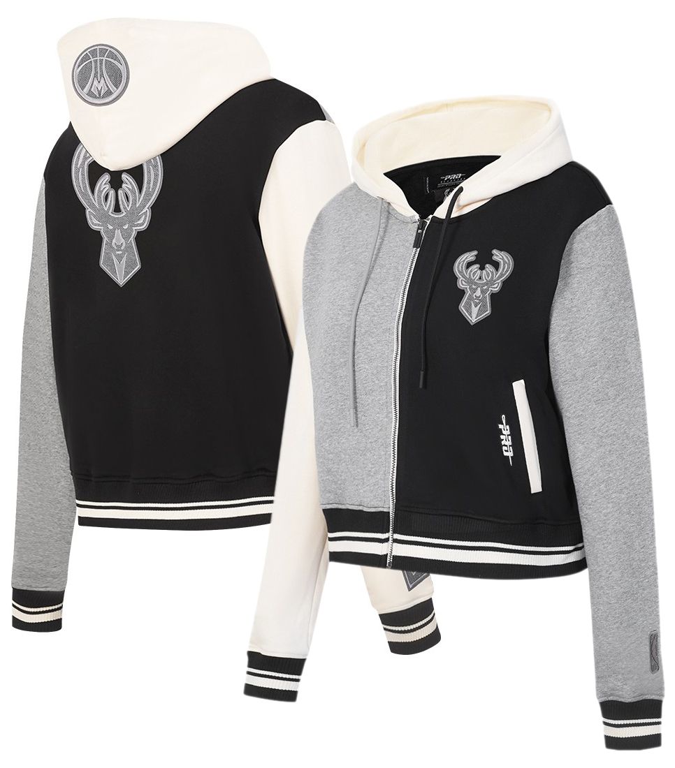 Pro Standard Women's Milwaukee Bucks Black Reverse French Terry Pullover Hoodie product image