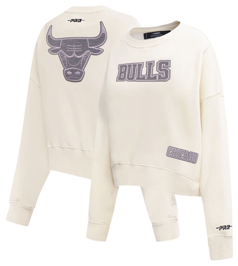 Pro Standard Women's Chicago Bulls Off White Reverse French Terry Crewneck Sweatshirt product image
